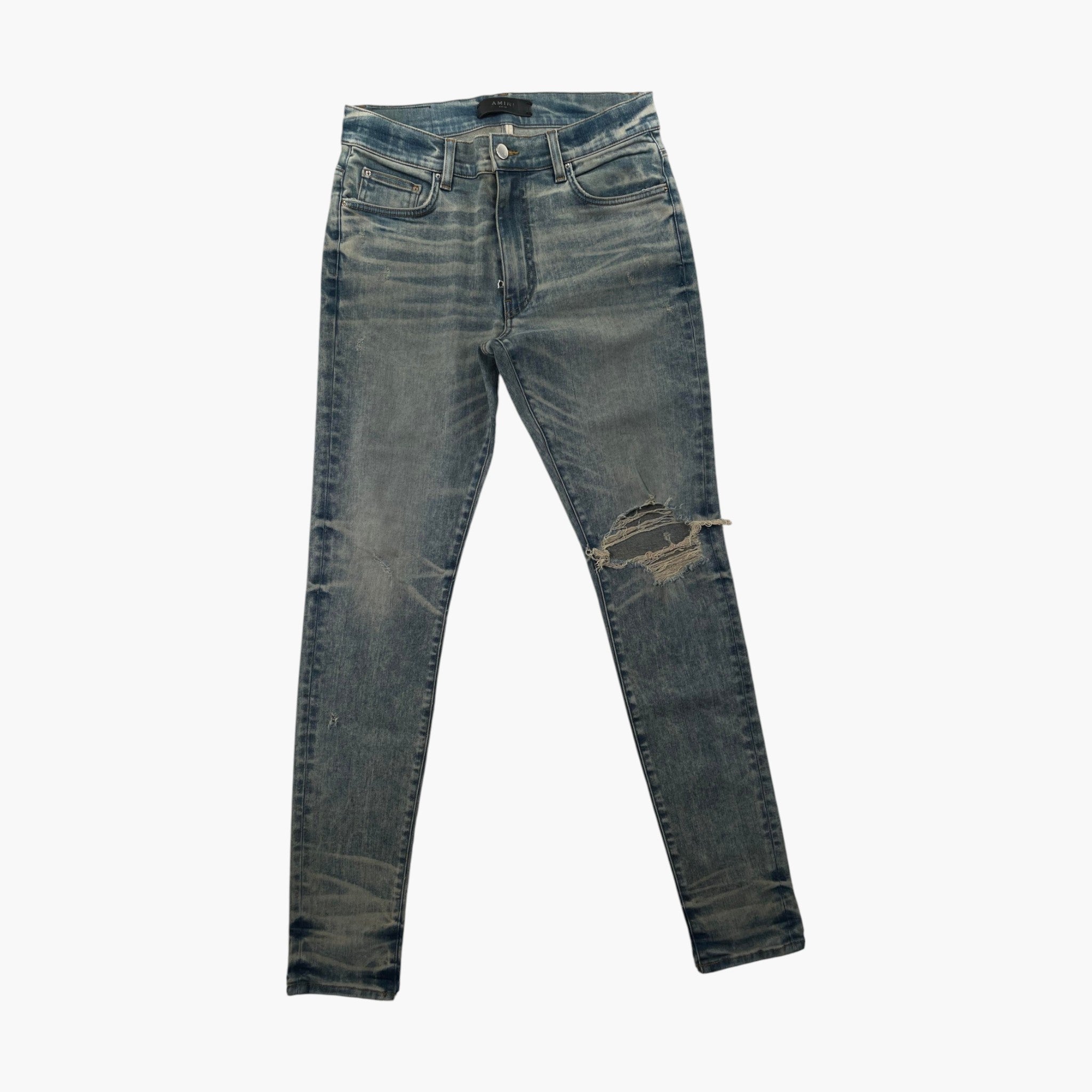 Amiri  Knee Rip (Zipper) Aged Wash Jeans