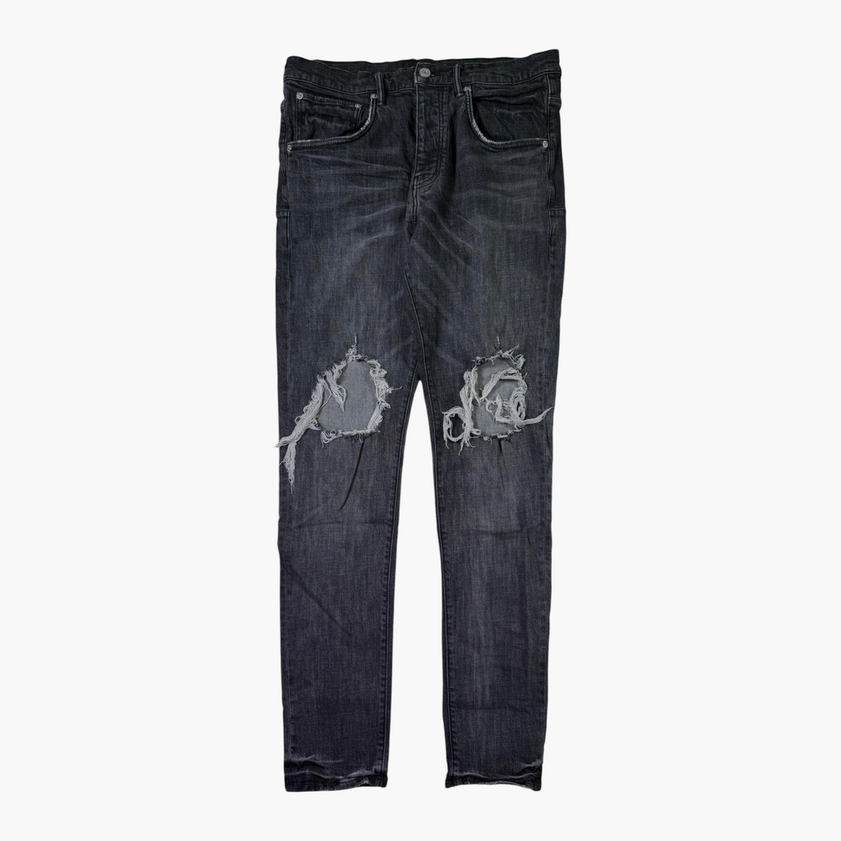 Purple Brand Black Wash Ripped Jeans