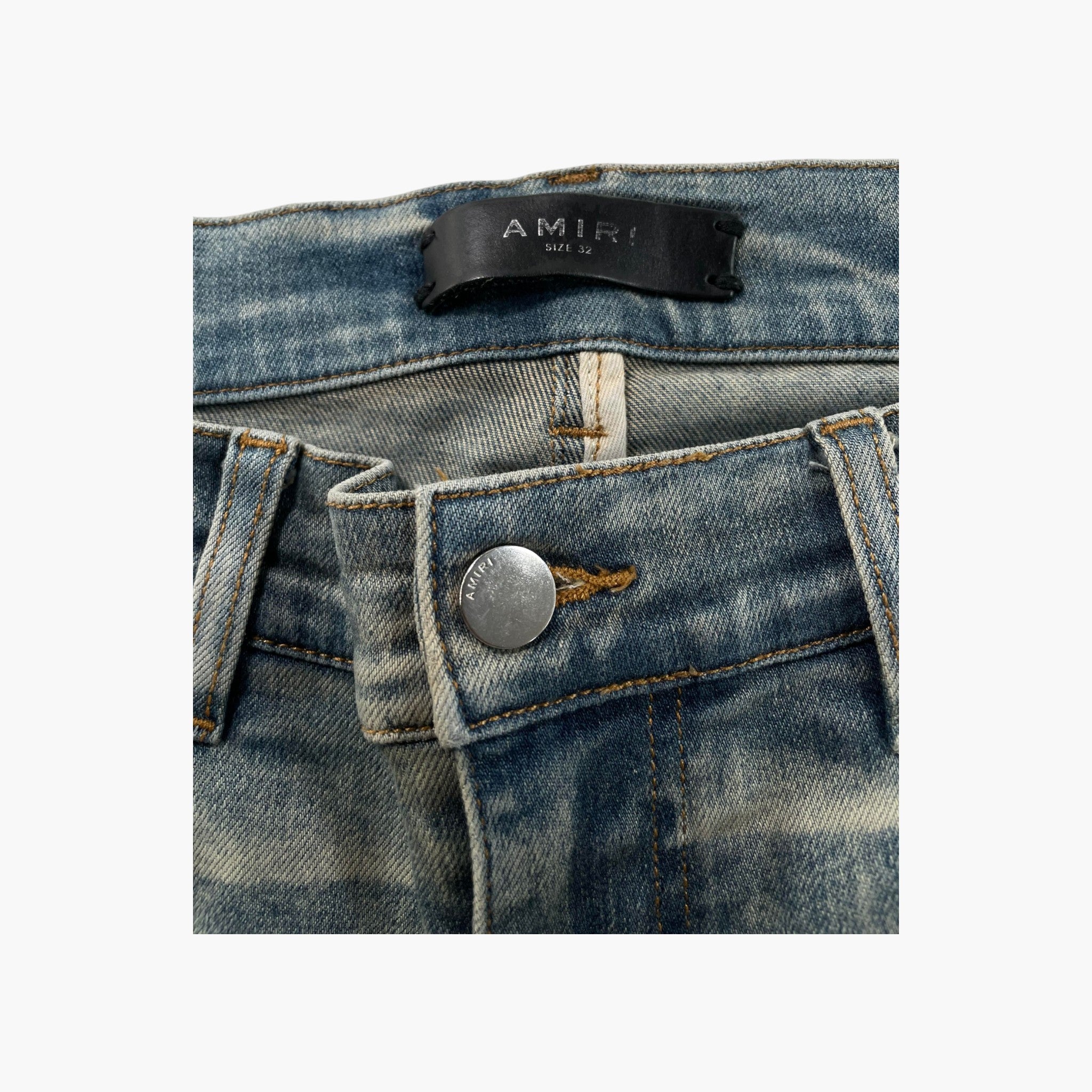 Amiri  Knee Rip (Zipper) Aged Wash Jeans
