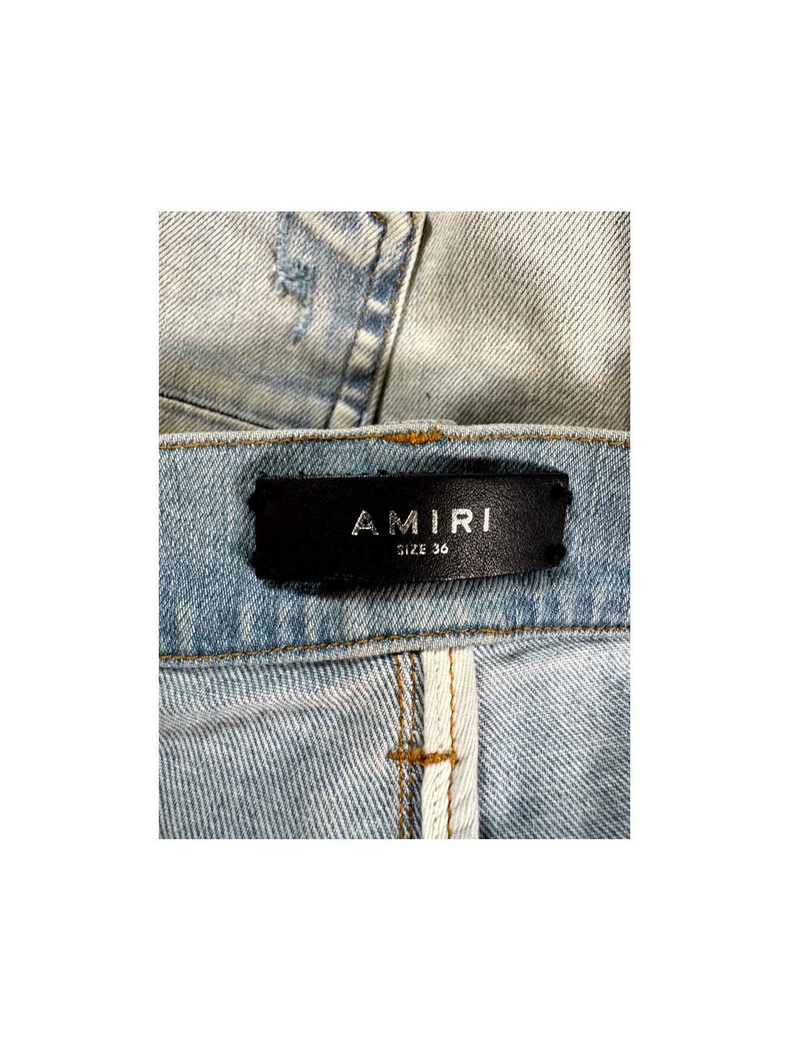 Amiri MX1 Camo Patch Light Wash Jeans