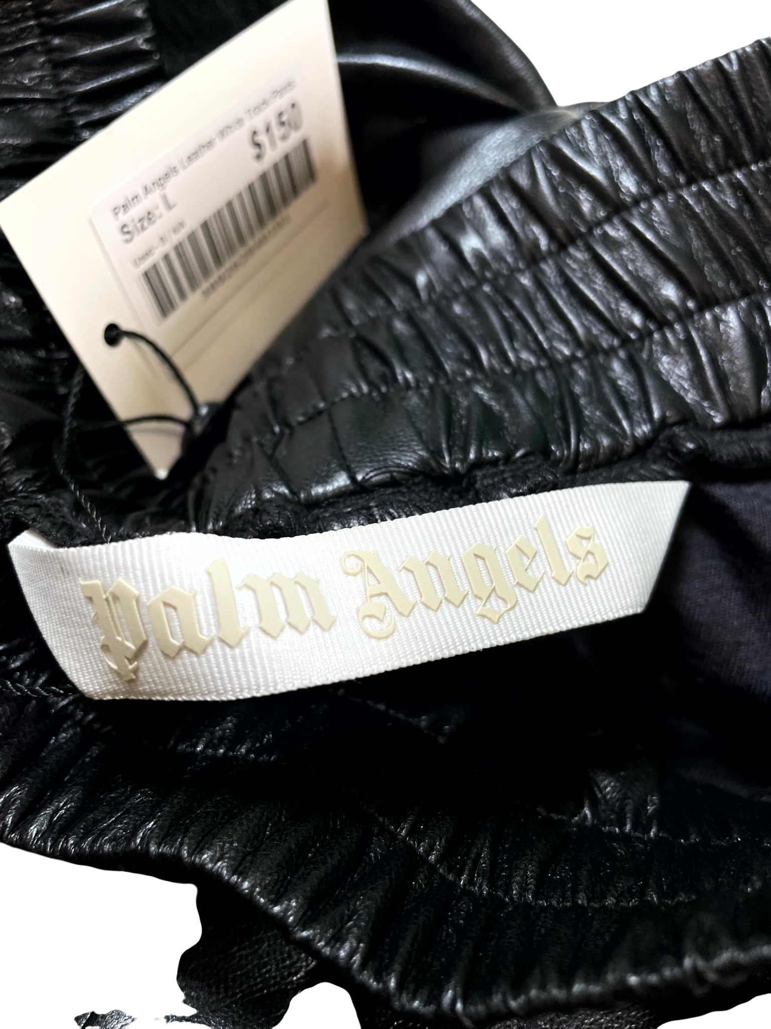 Palm Angels Leather Black & White Track Pants