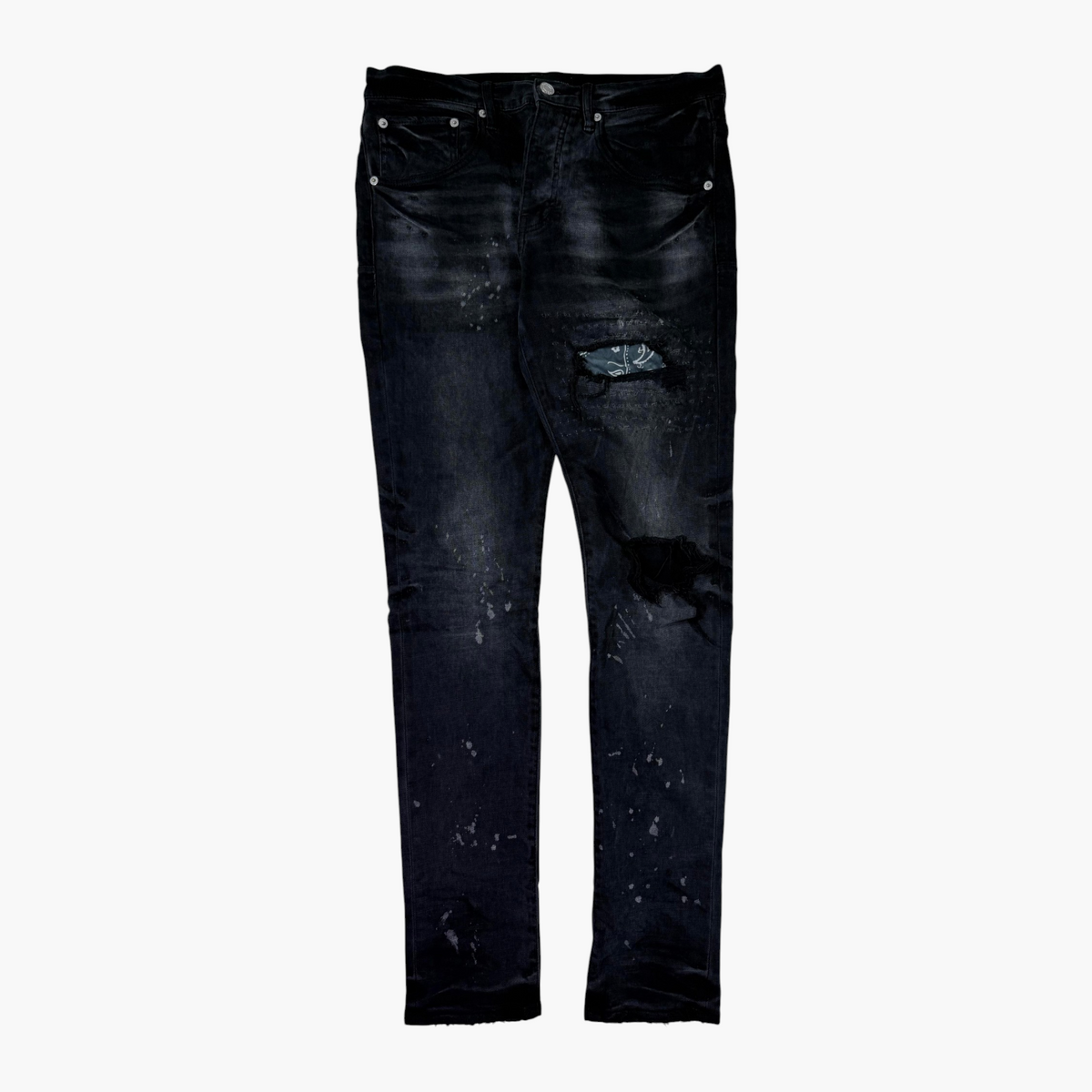 Purple Brand Paisley Patchwork Black Wash Jeans