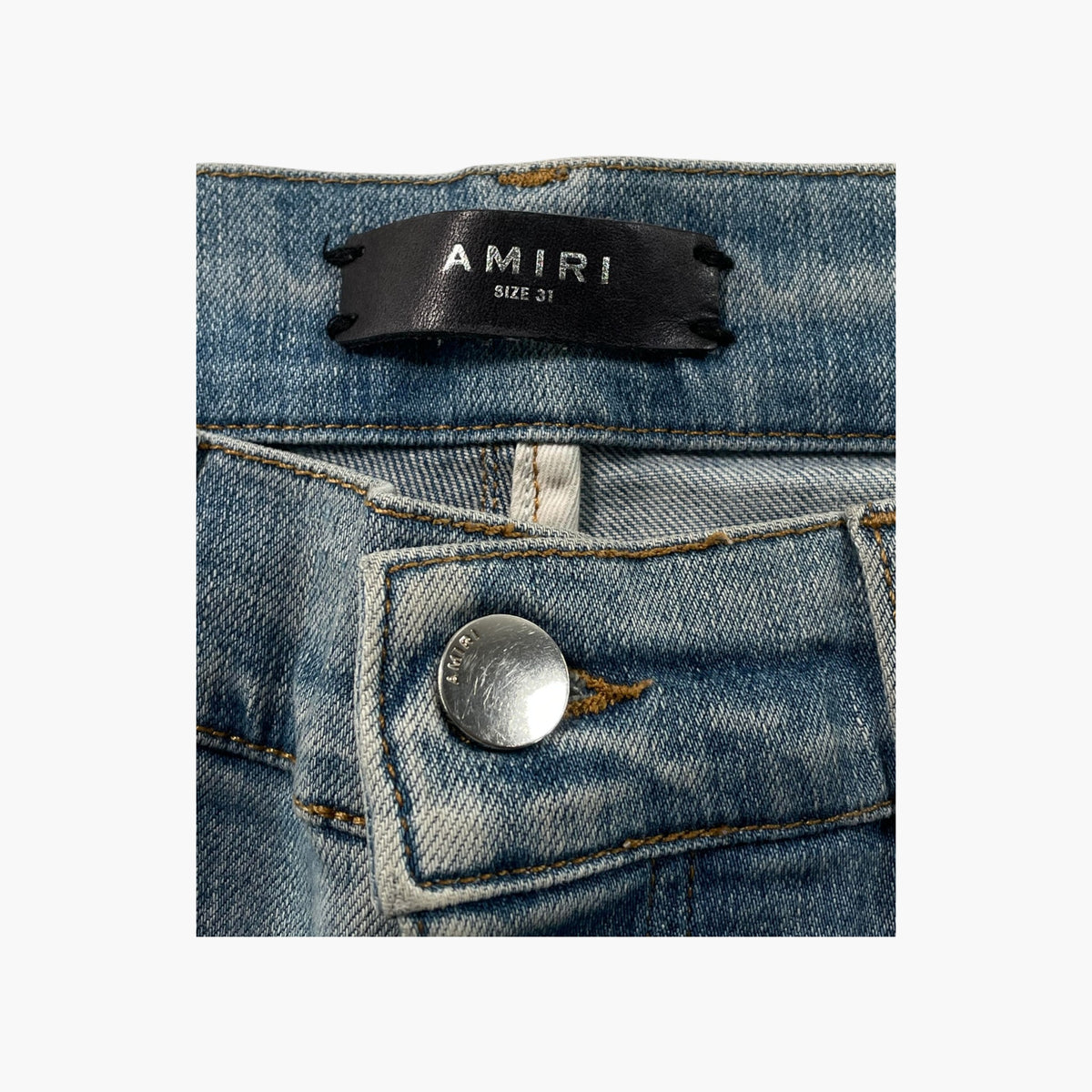 Amiri  Purple Yellow Lakers Stripe Light Wash Jeans