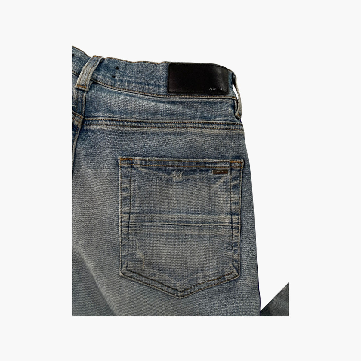 Amiri  Purple Yellow Lakers Stripe Light Wash Jeans
