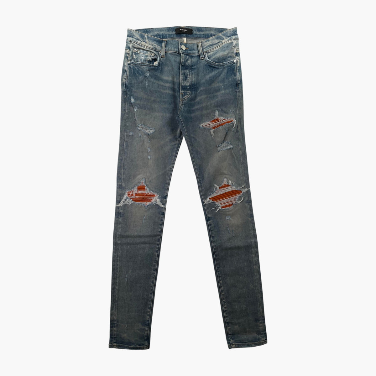 Amiri MX1  Orange Crackle Light Wash Jeans