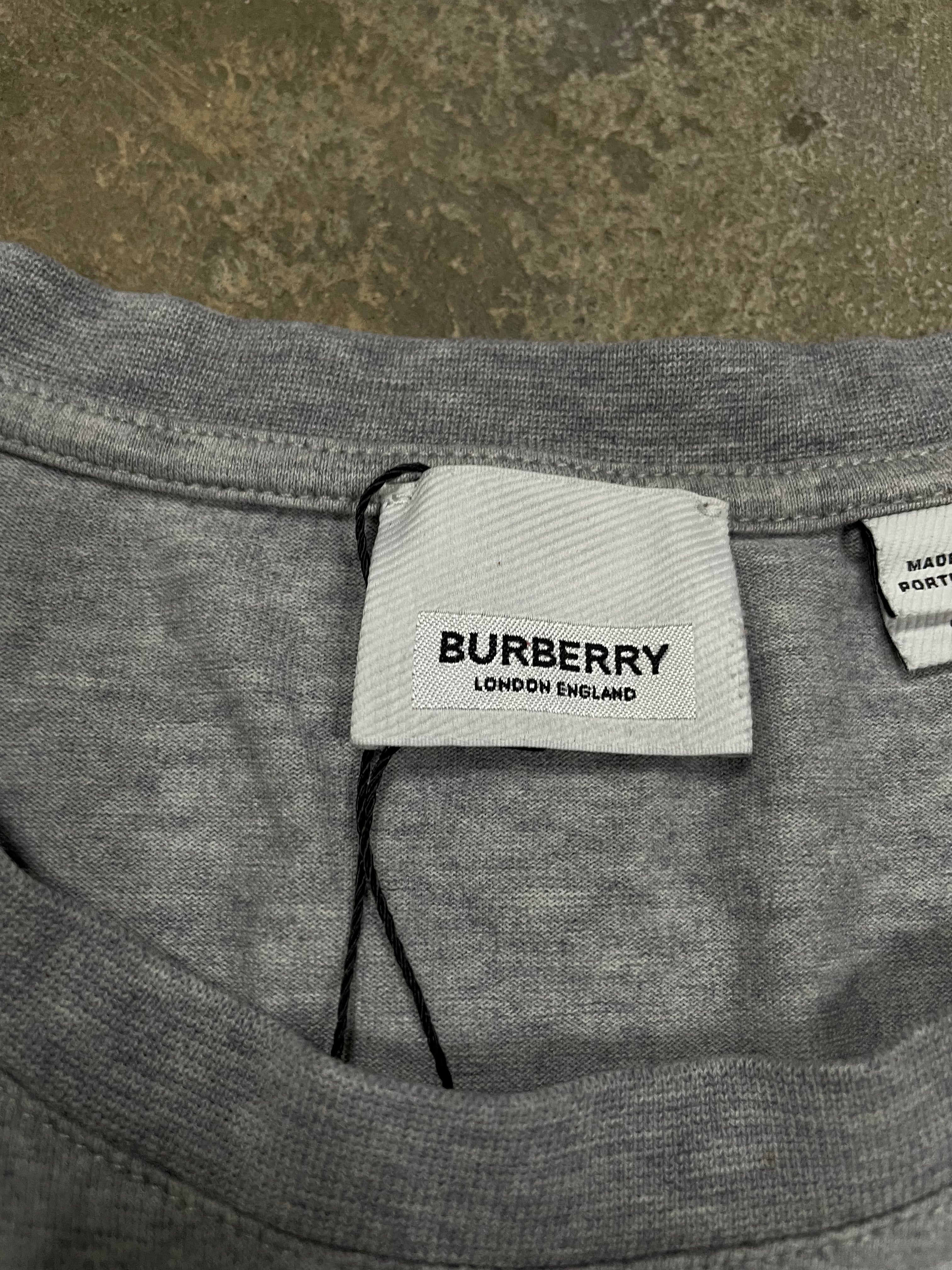 Burberry TB Logo Grey Tee Used Large