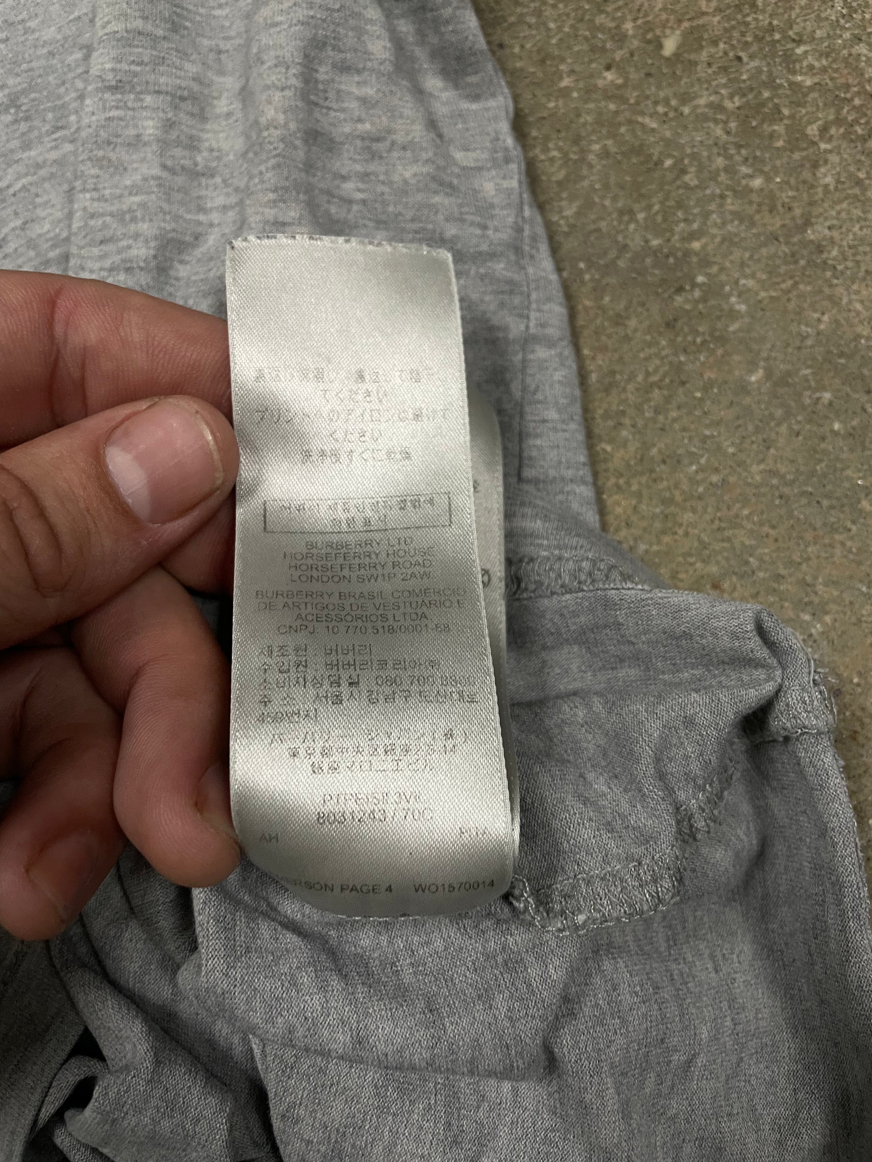 Burberry TB Logo Grey Tee Used Large