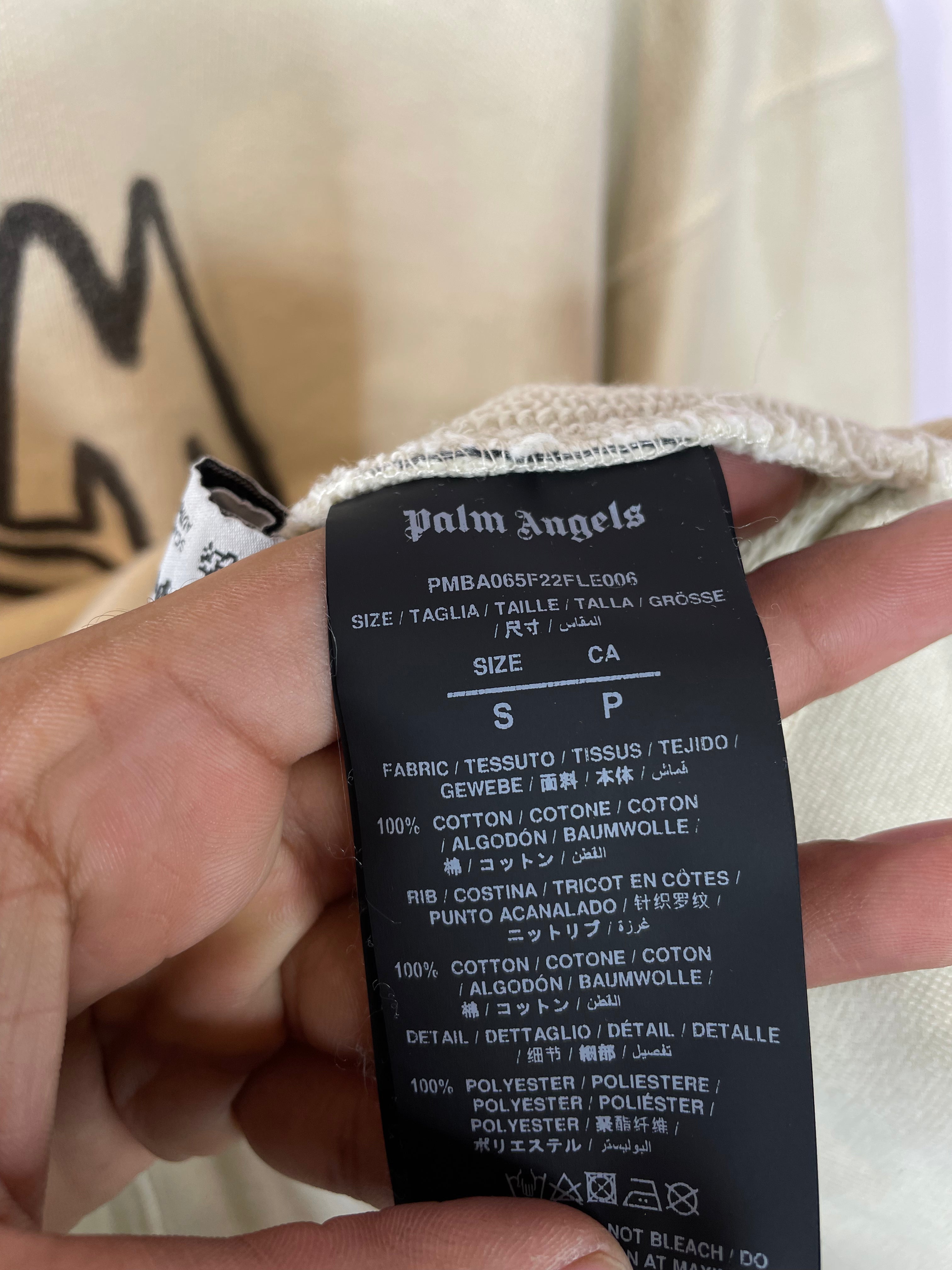 Palm Angels Flames Distressed Cream Sweatshirt