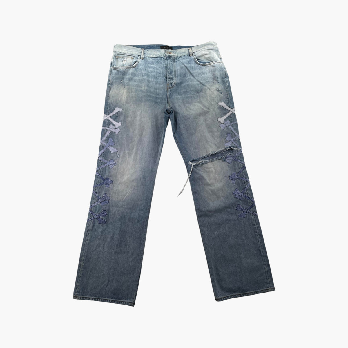 Amiri  Blue Gradient Bone Light Wash Straight Leg Jeans