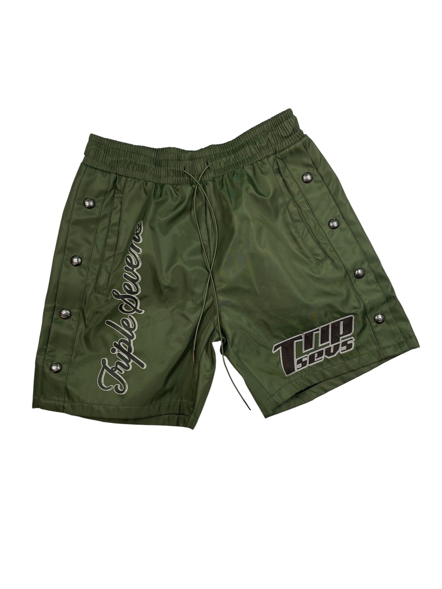 Triple Sevens 7 Green Button Up Shorts