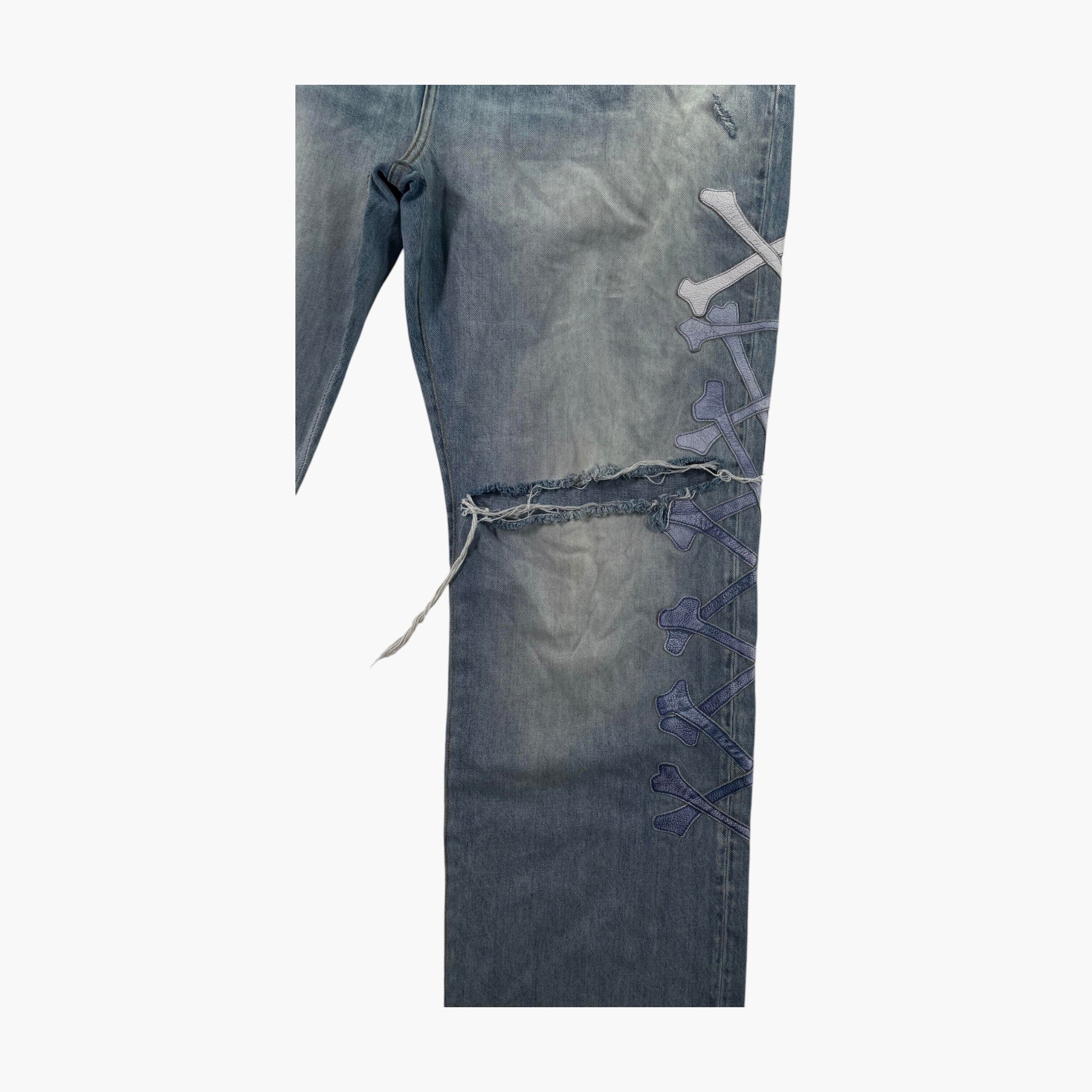 Amiri  Blue Gradient Bone Light Wash Straight Leg Jeans