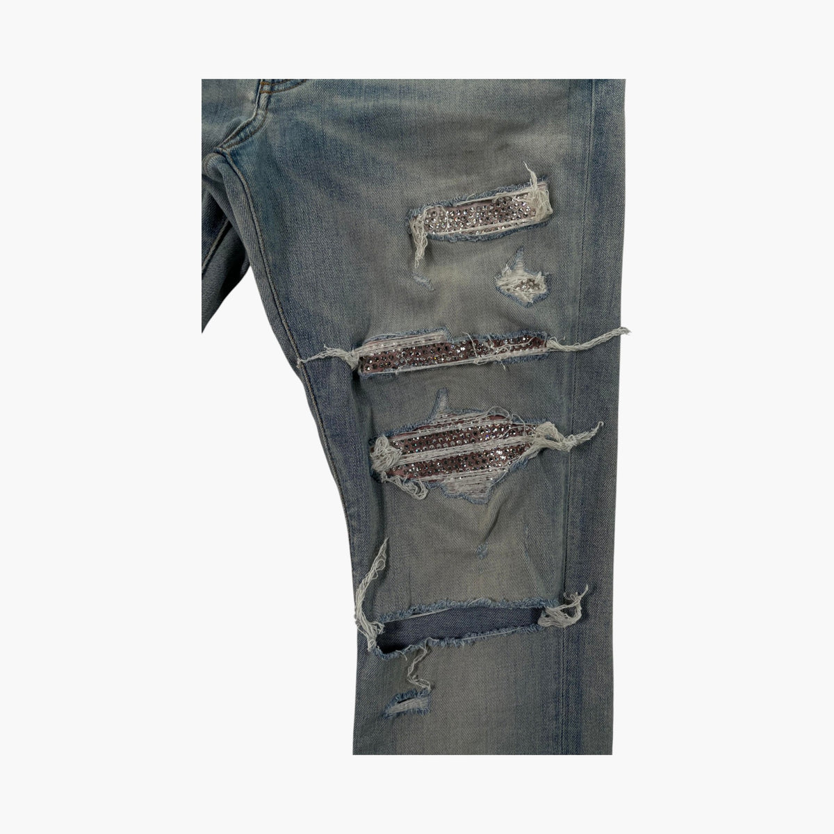 Amiri Crystal Swarovski Light Wash Jeans