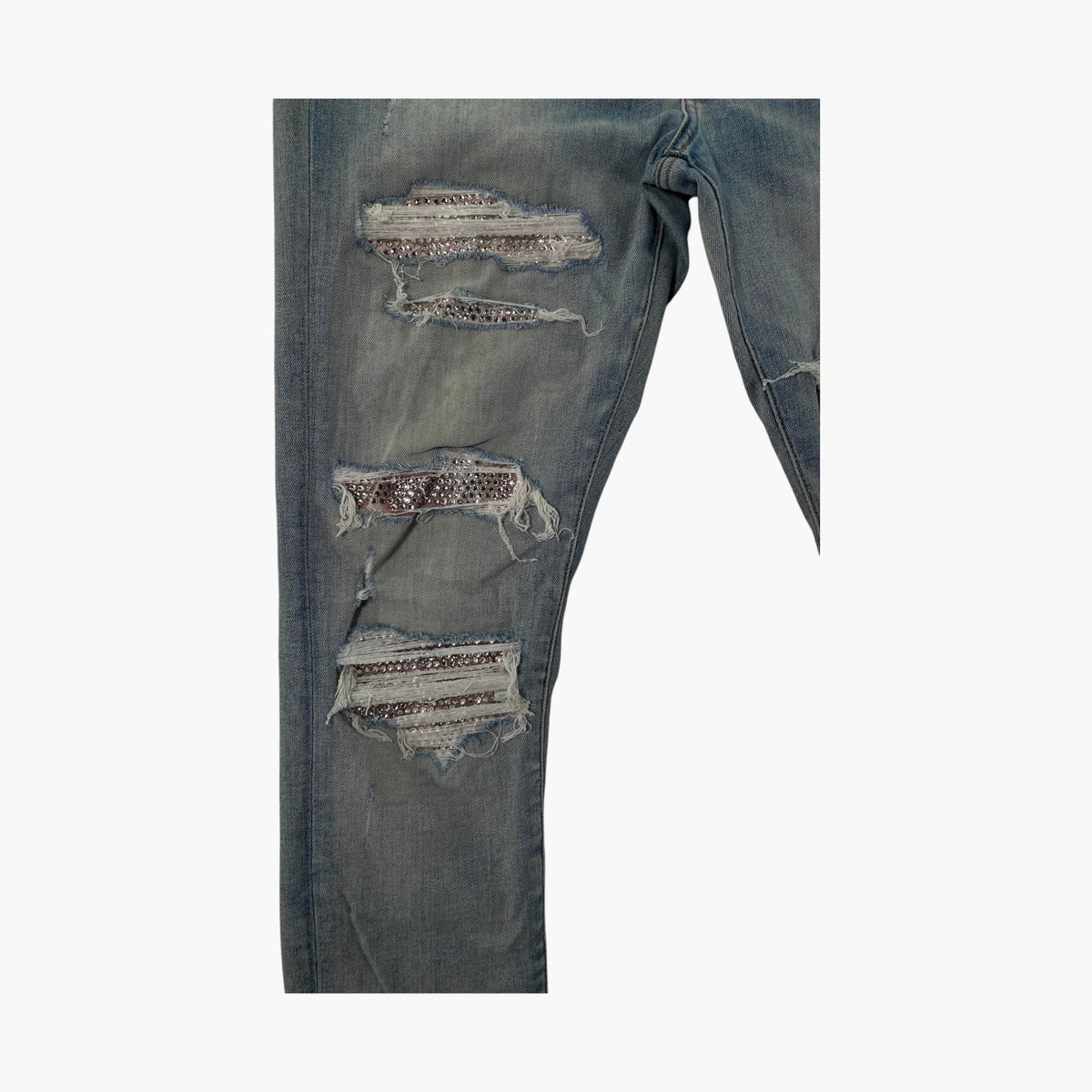 Amiri Crystal Swarovski Light Wash Jeans