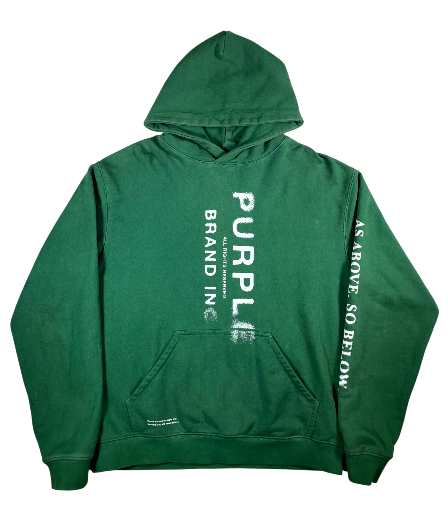 Purple Brand Logo Green Hoodie