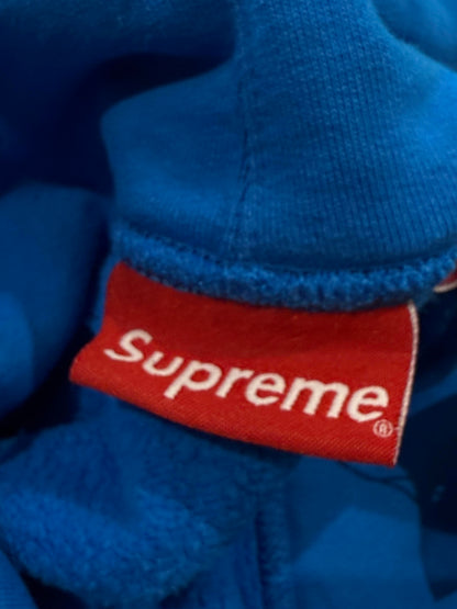 Supreme Hoodie Blue Red Sleeve Logo