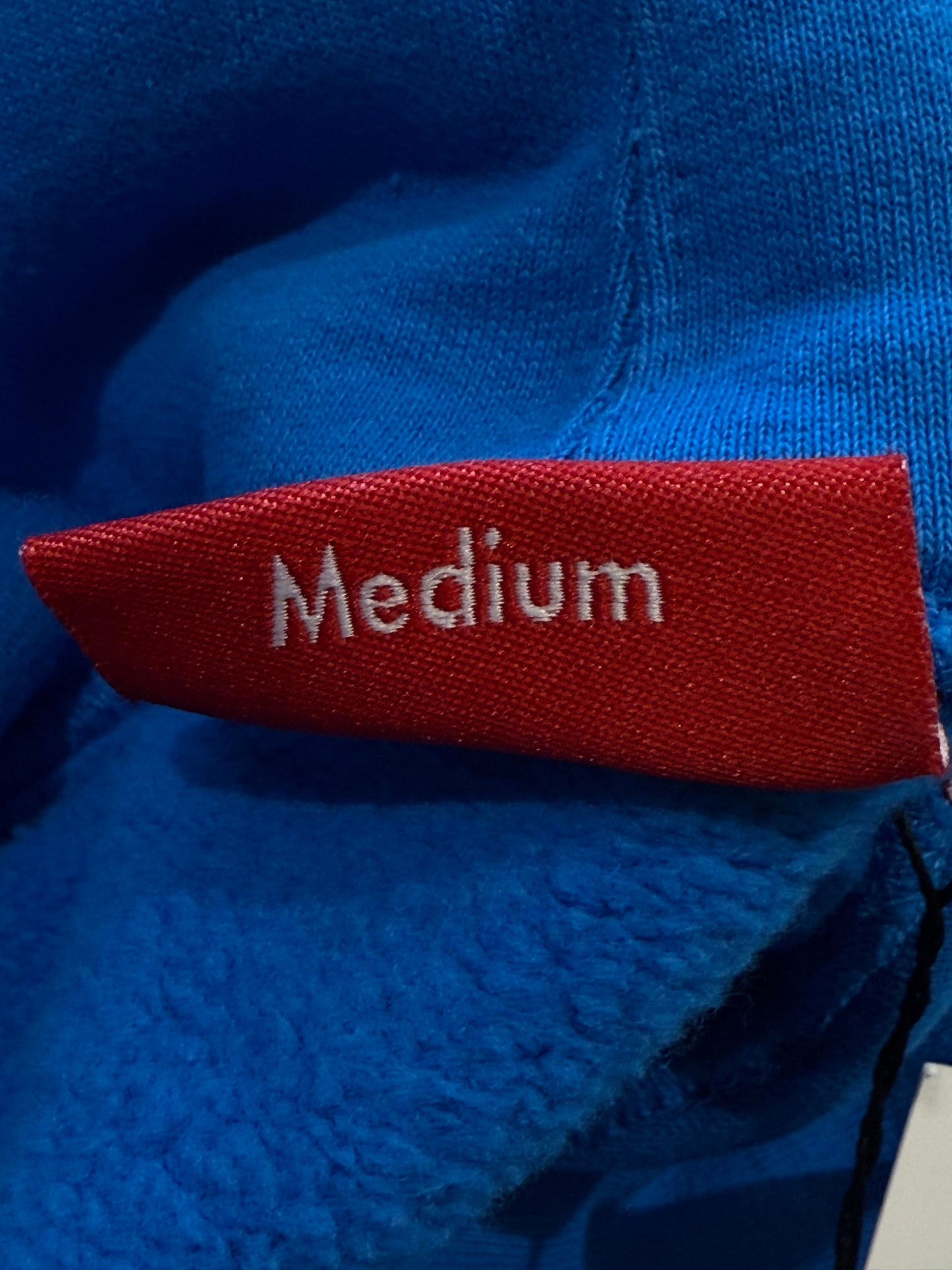 Supreme Hoodie Blue Red Sleeve Logo