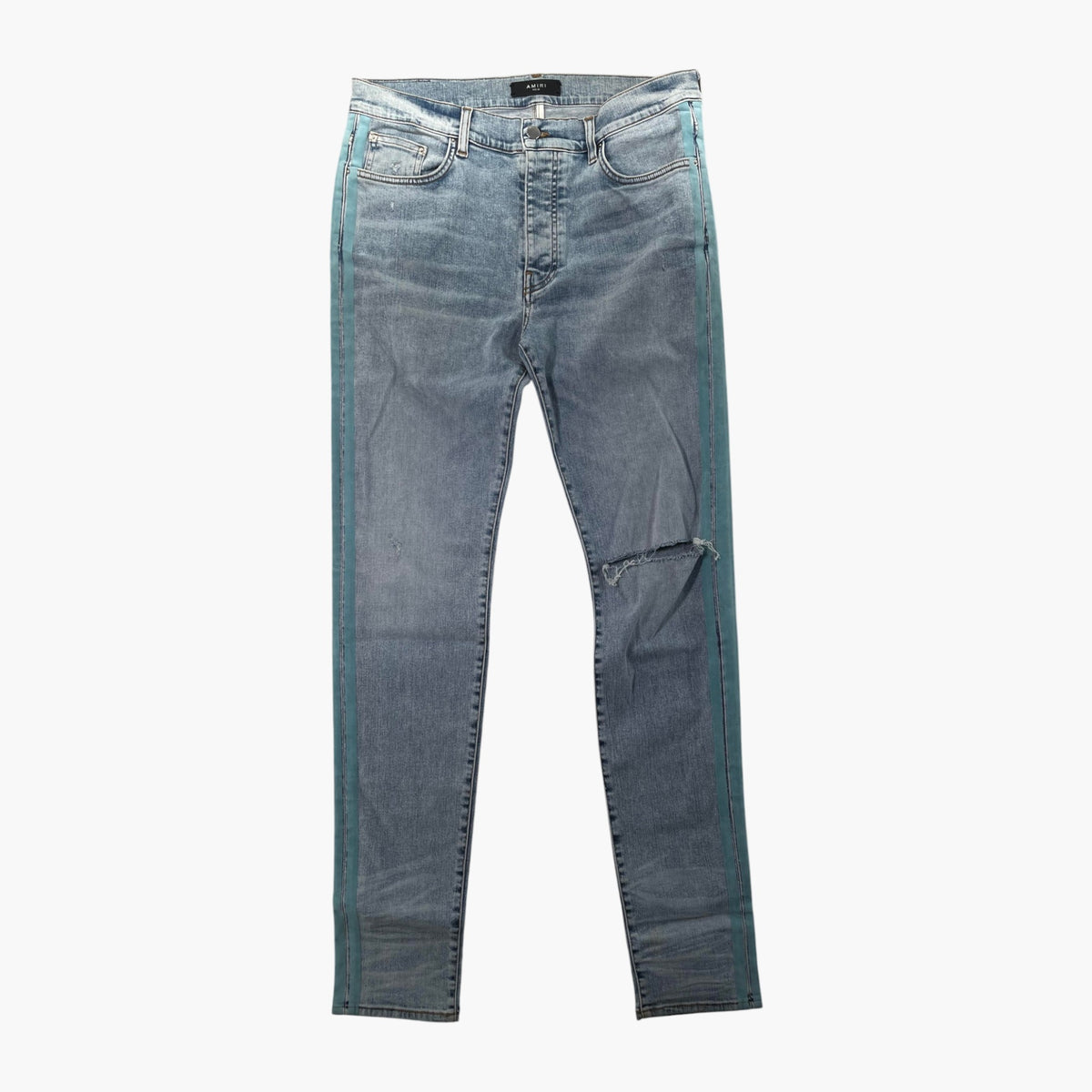 Amiri  Powder Blue Stripe Light Wash Jeans