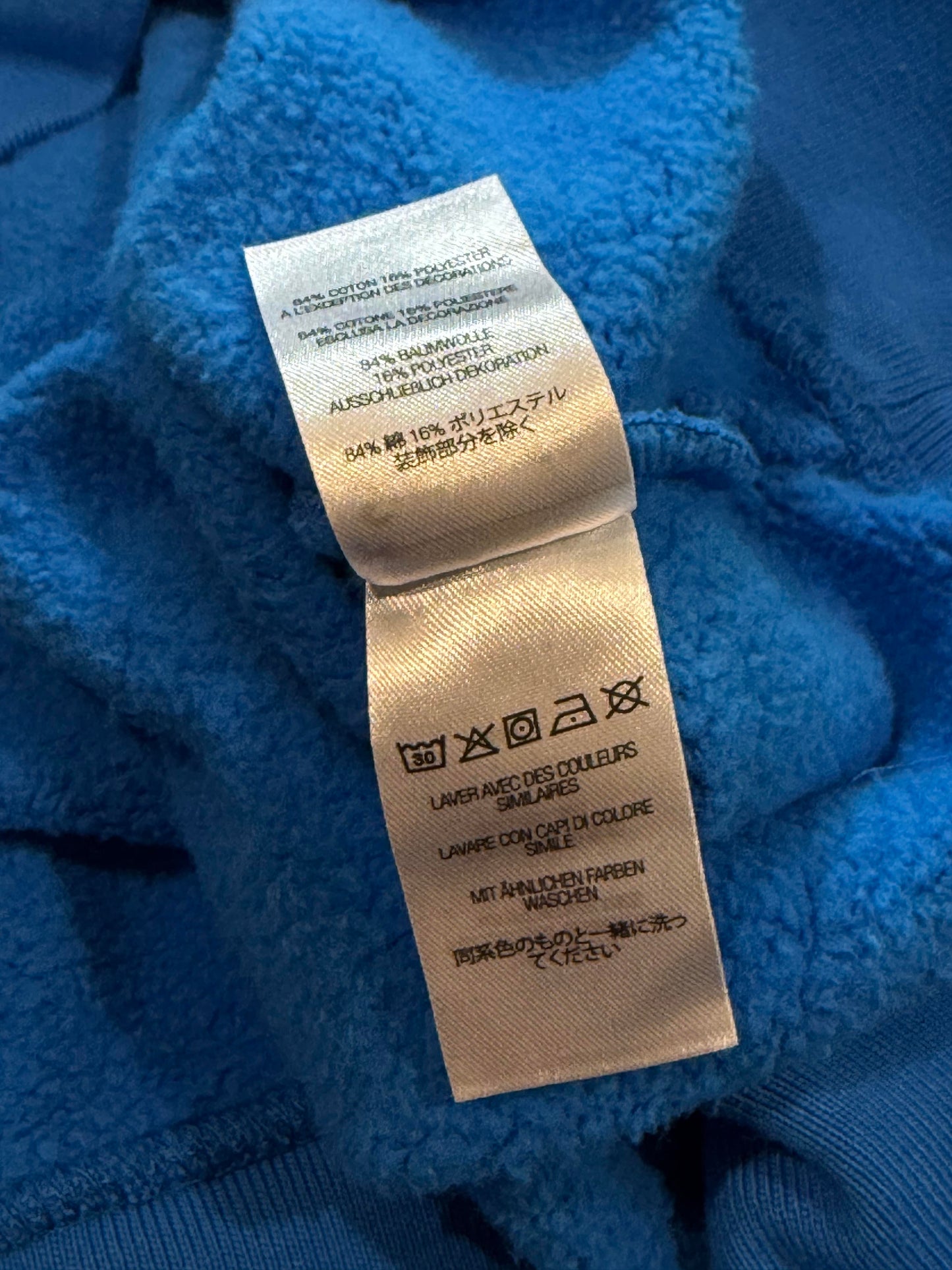 Supreme Hoodie Blue Red Sleeve Logo