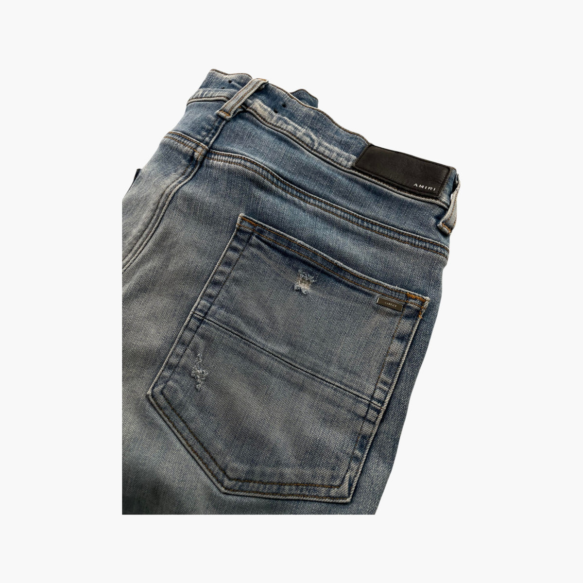 Amiri "MX1" Crackle Patch Light Wash & Pink Jeans