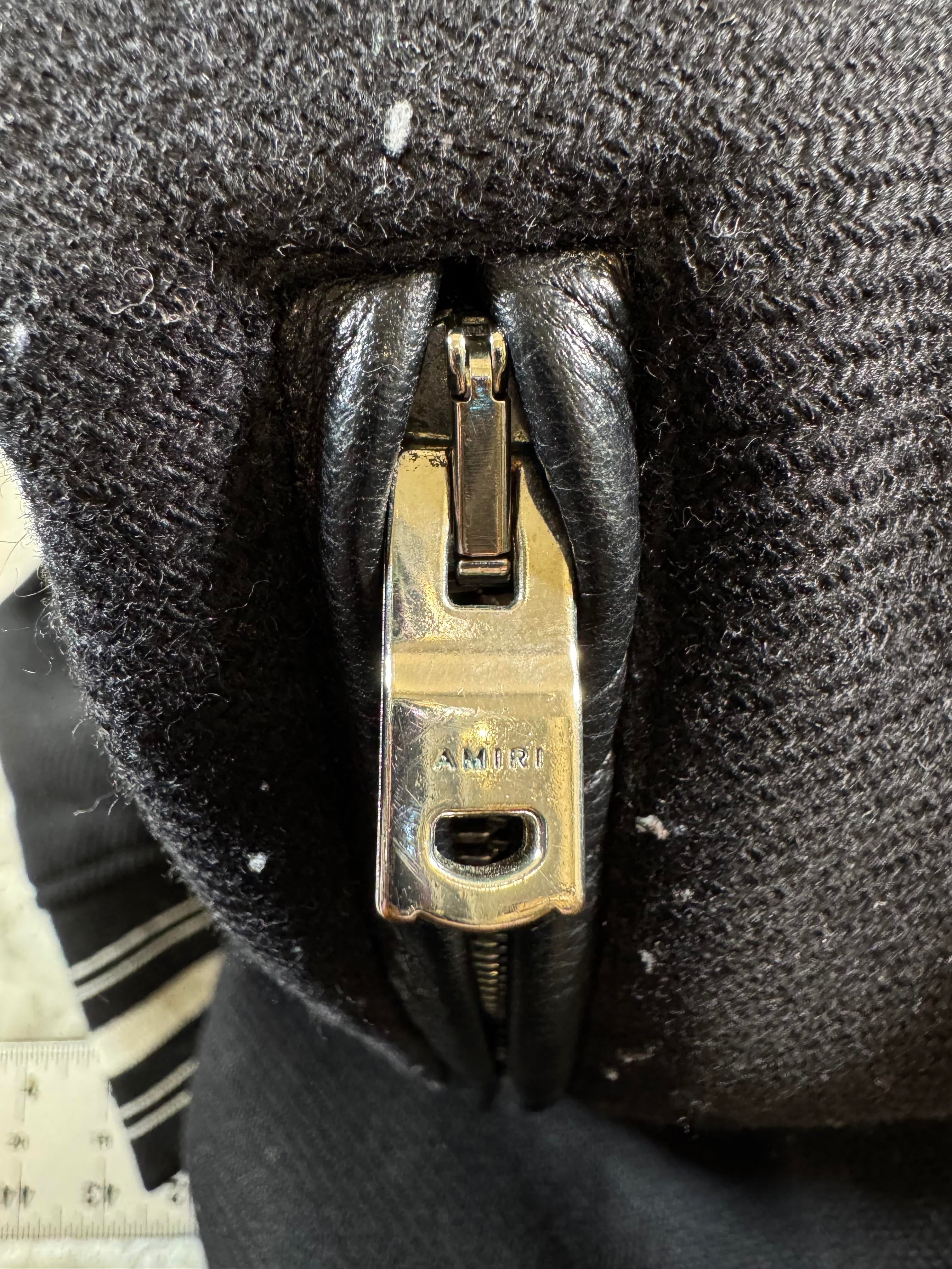 Amiri Leather Tiger Black Varsity Jacket