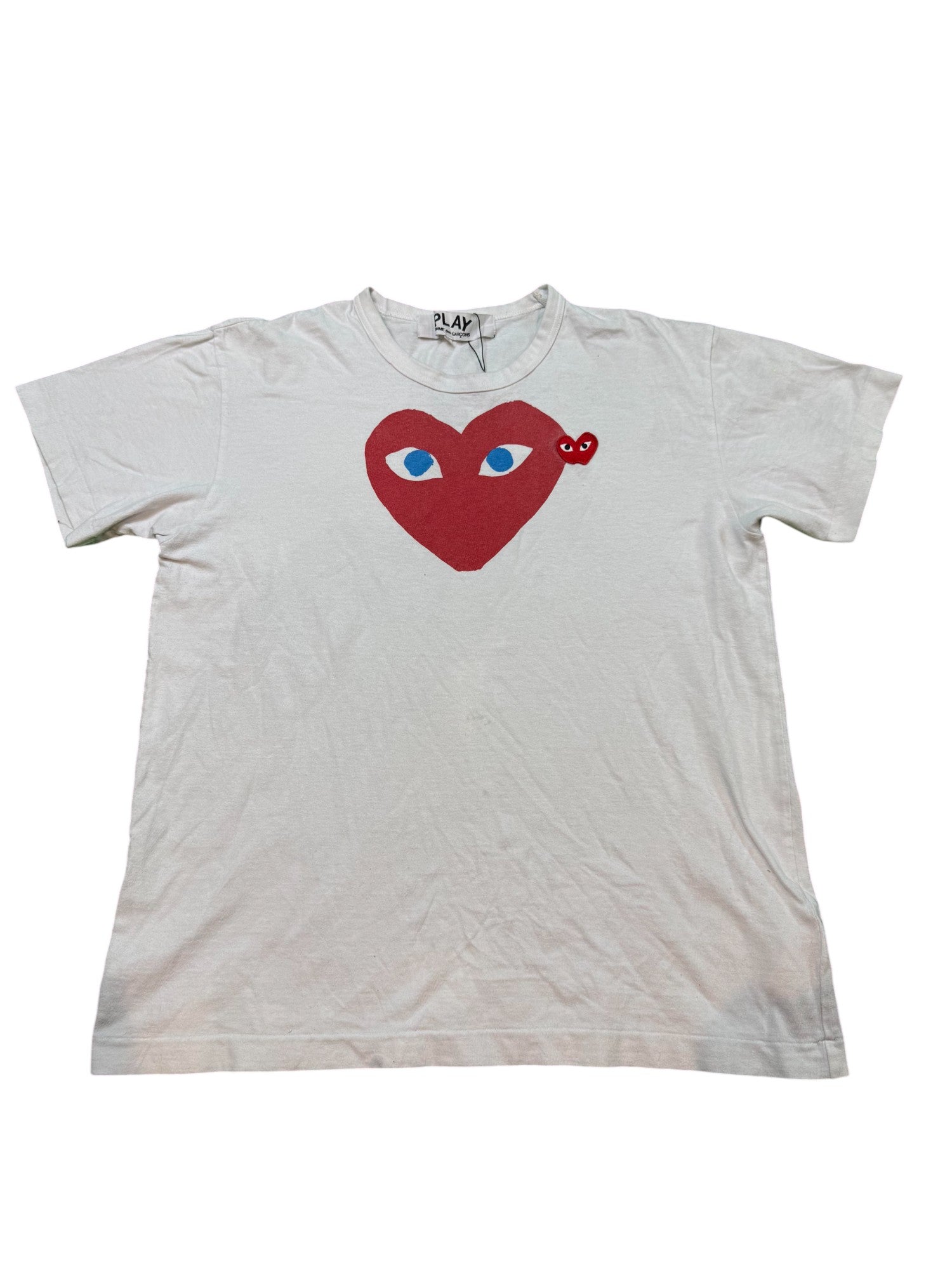 CDG Tee White Red Heart
