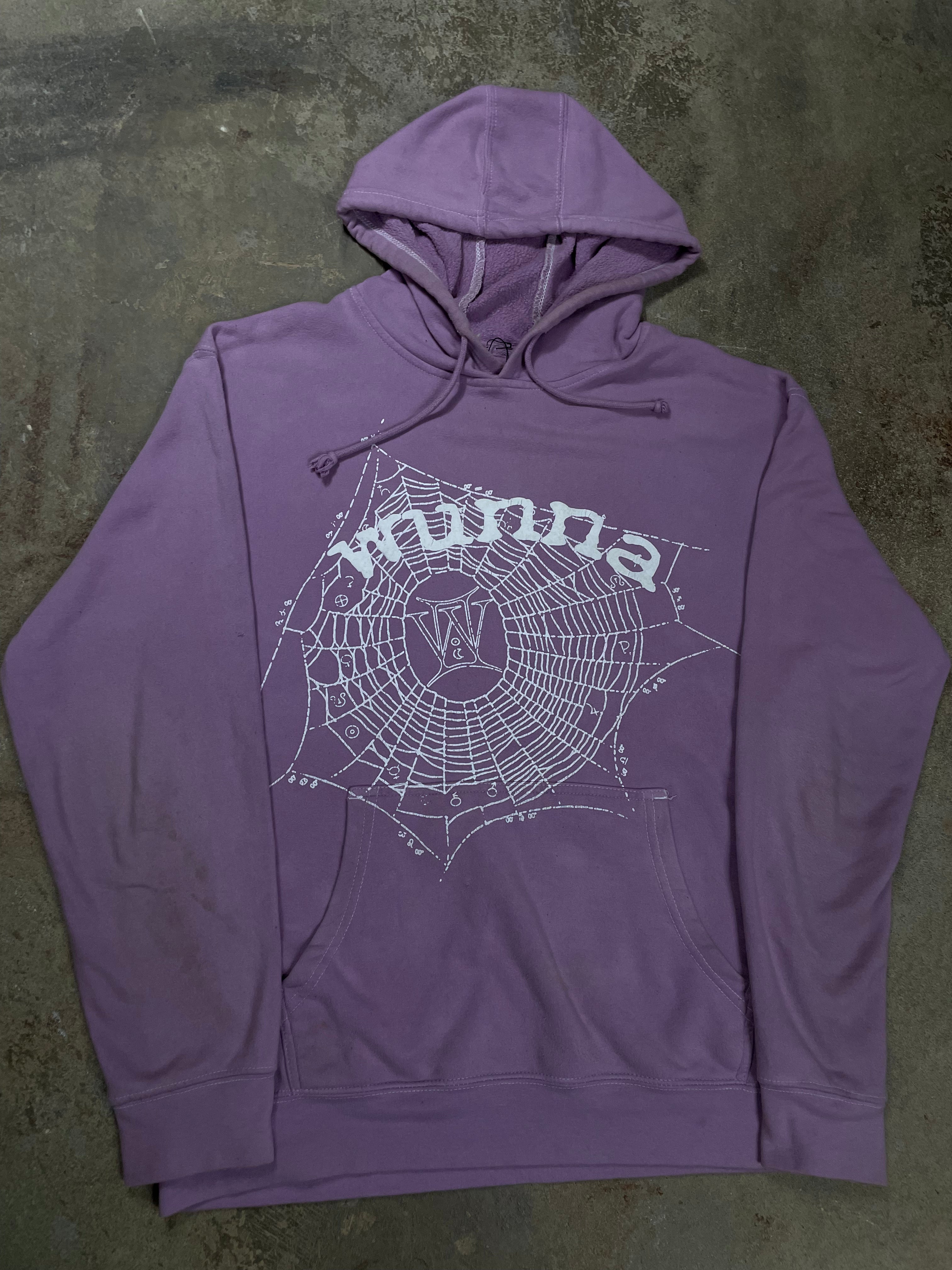 Sp5der Wunna Hoodie Purple Used Large