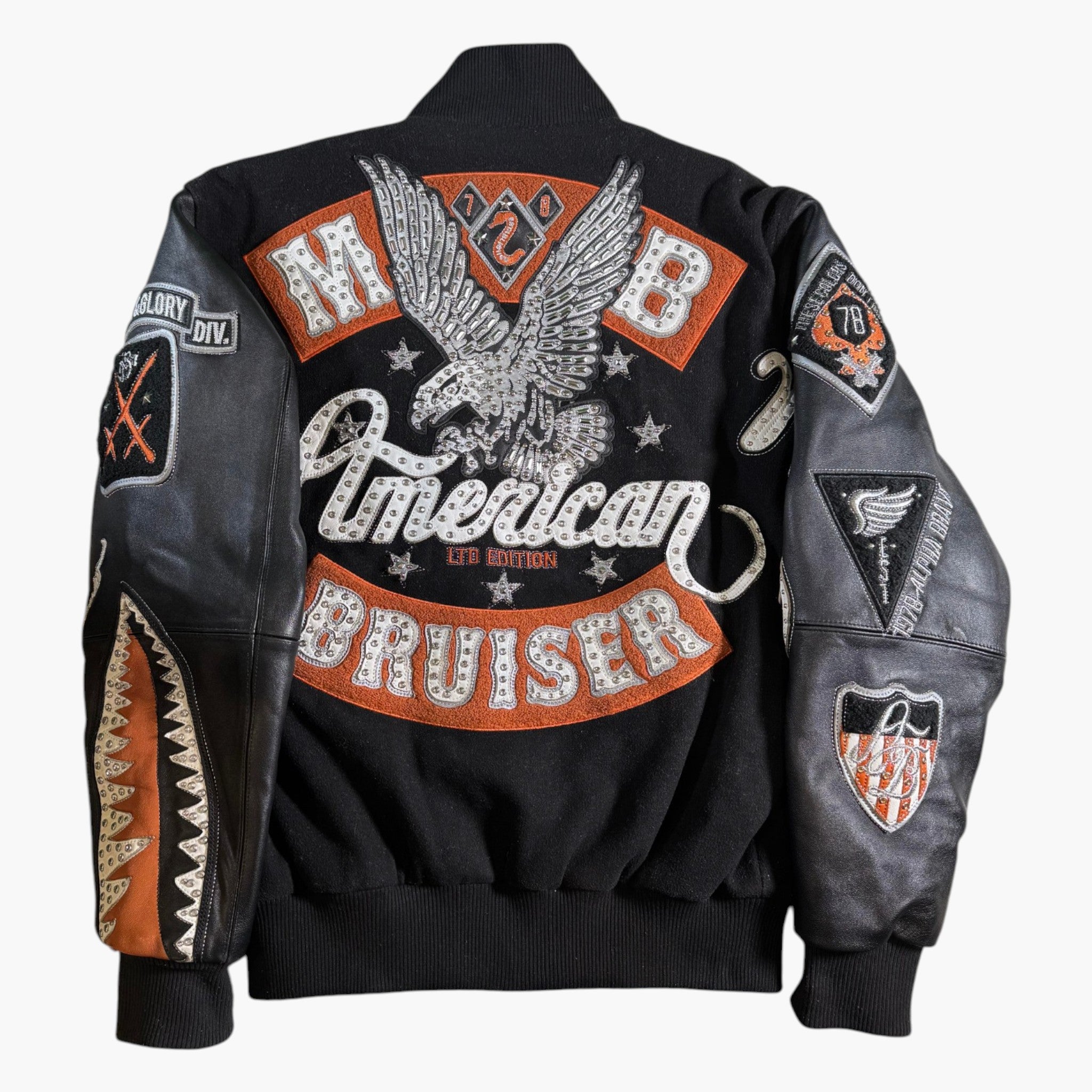 Pelle Pelle Black & Orange Varsity Jacket
