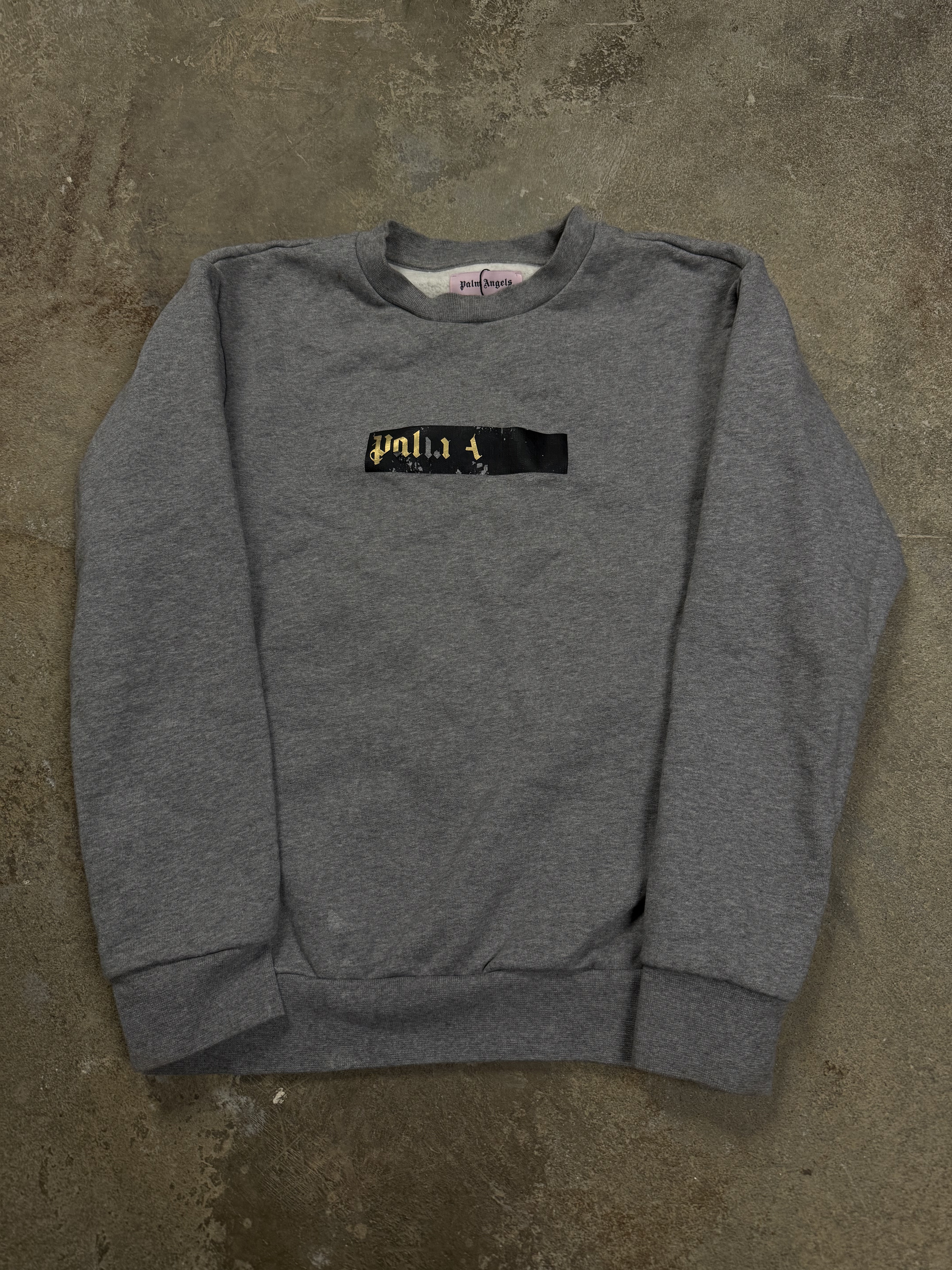 Palm Angels Box Logo Crewneck Grey Used XS