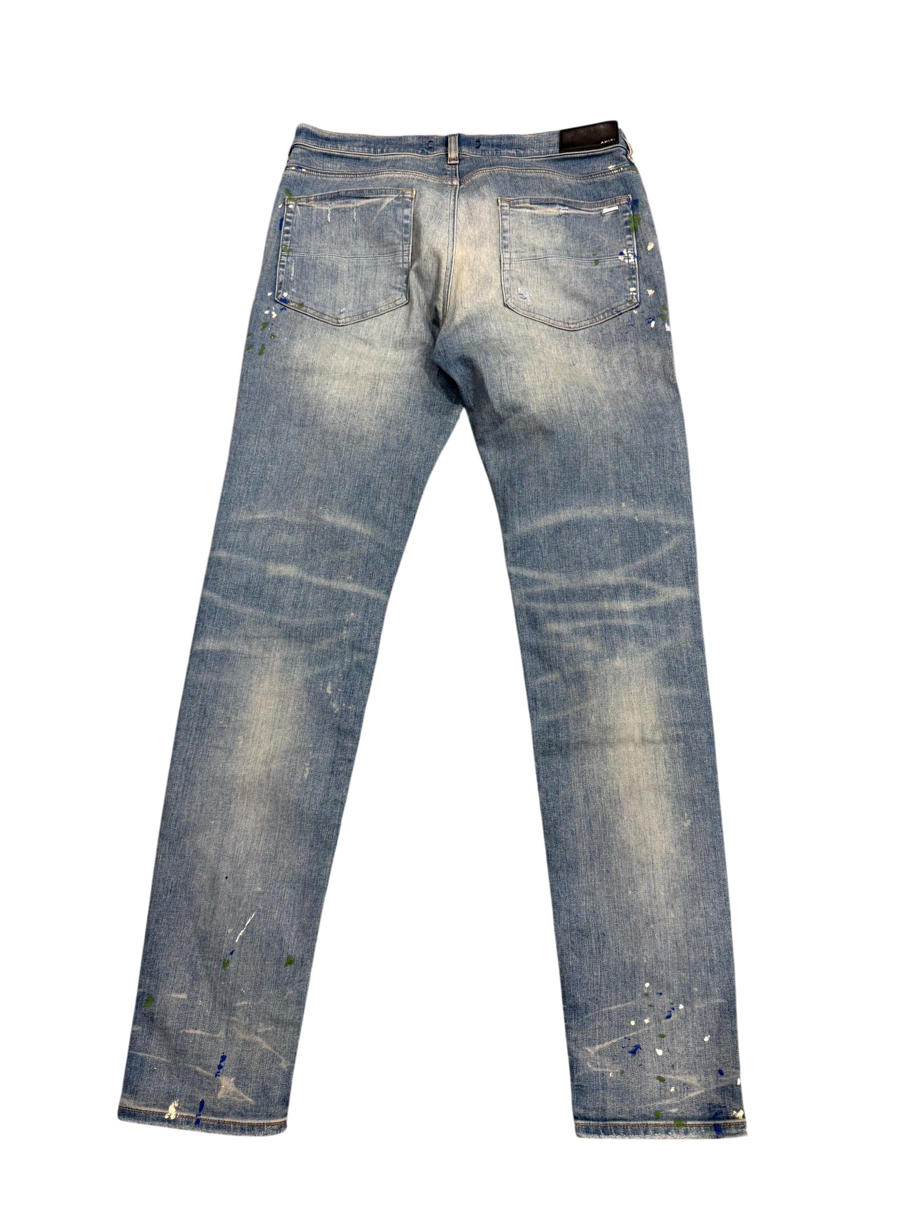 Amiri MX1 Paint Splatter Light Wash Jeans