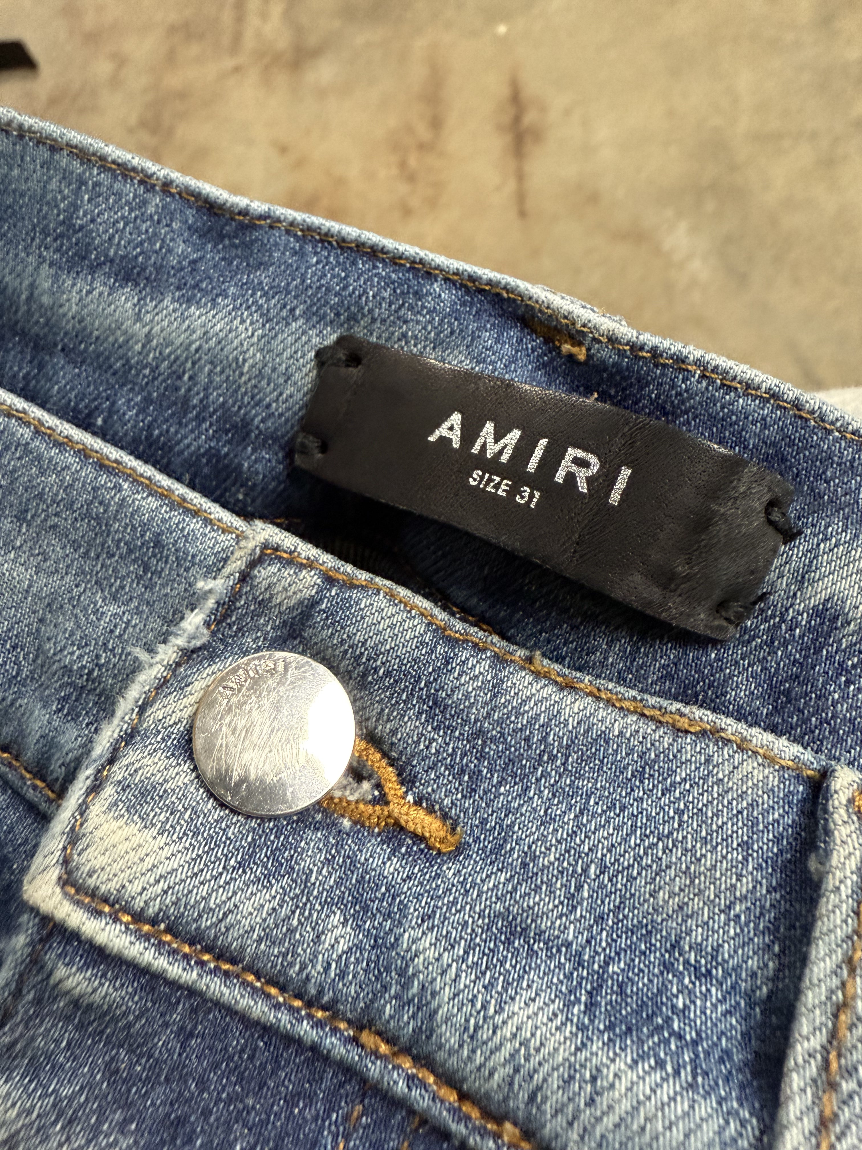 Amiri Varsity Logo Jeans Dark Wash Used 31