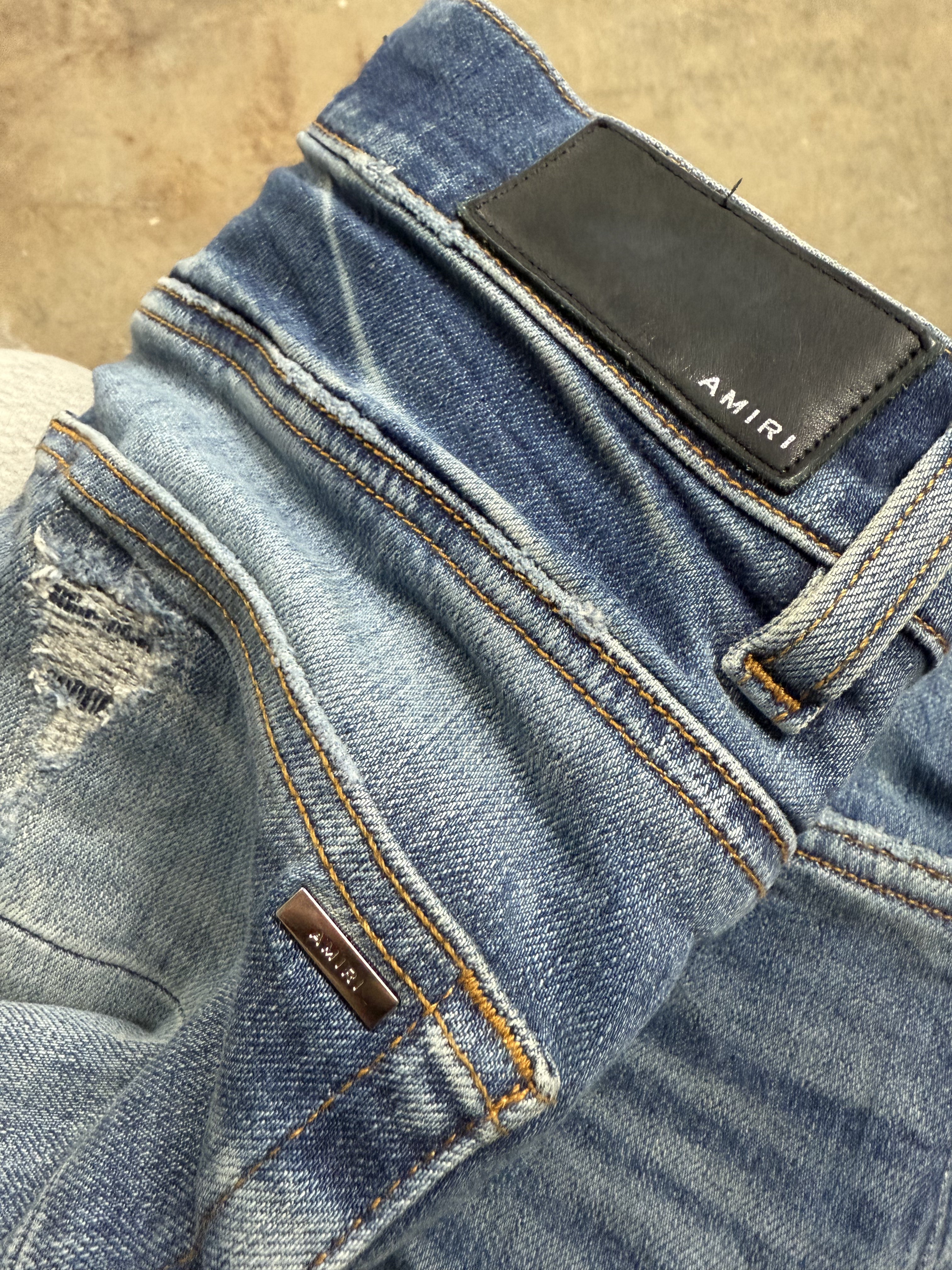 Amiri Varsity Logo Jeans Dark Wash Used 31