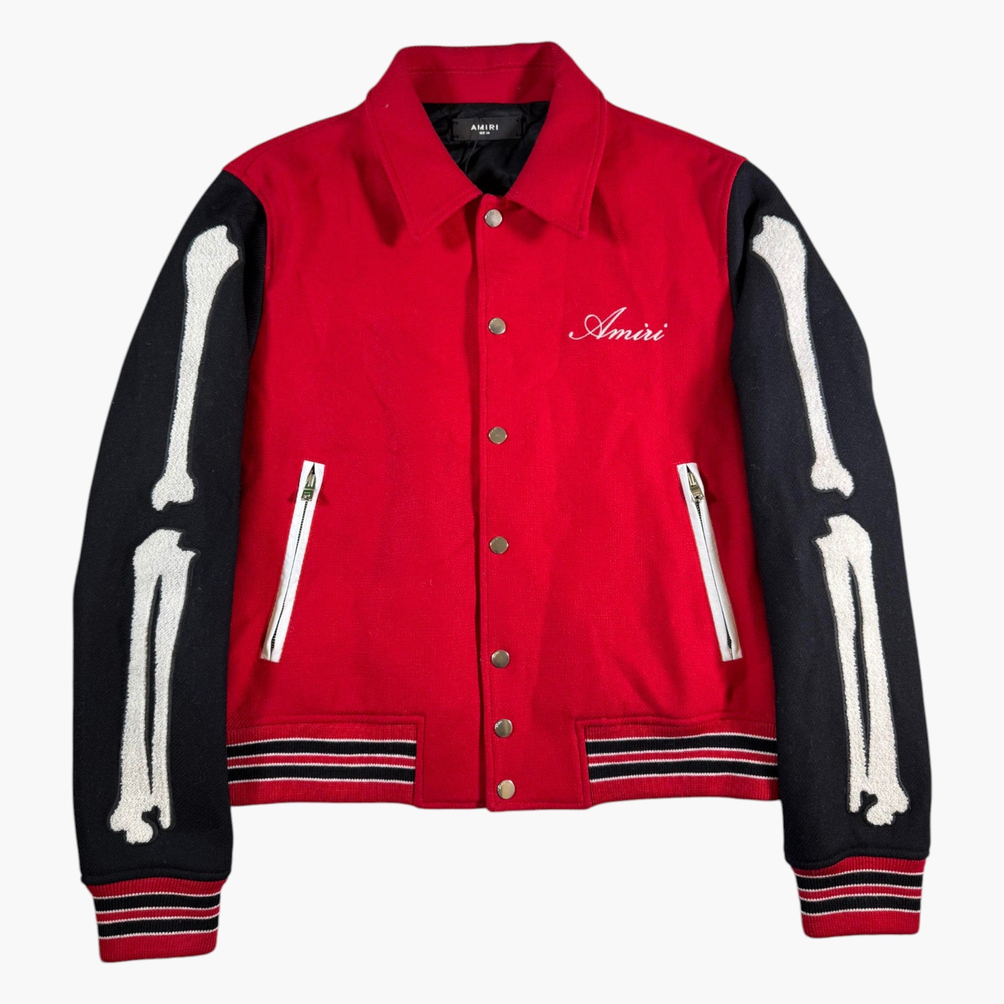 Amiri Bone Black & Red Varsity Jacket