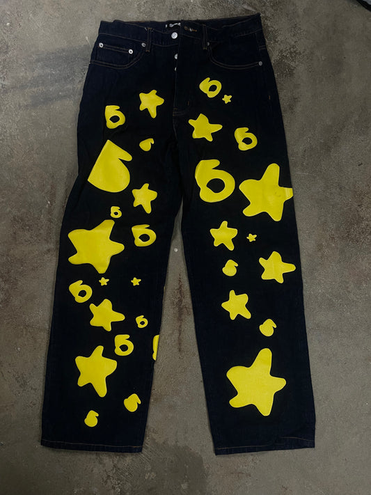 Sp5der Yellow Beluga Indigo Denim  New With Tags 30