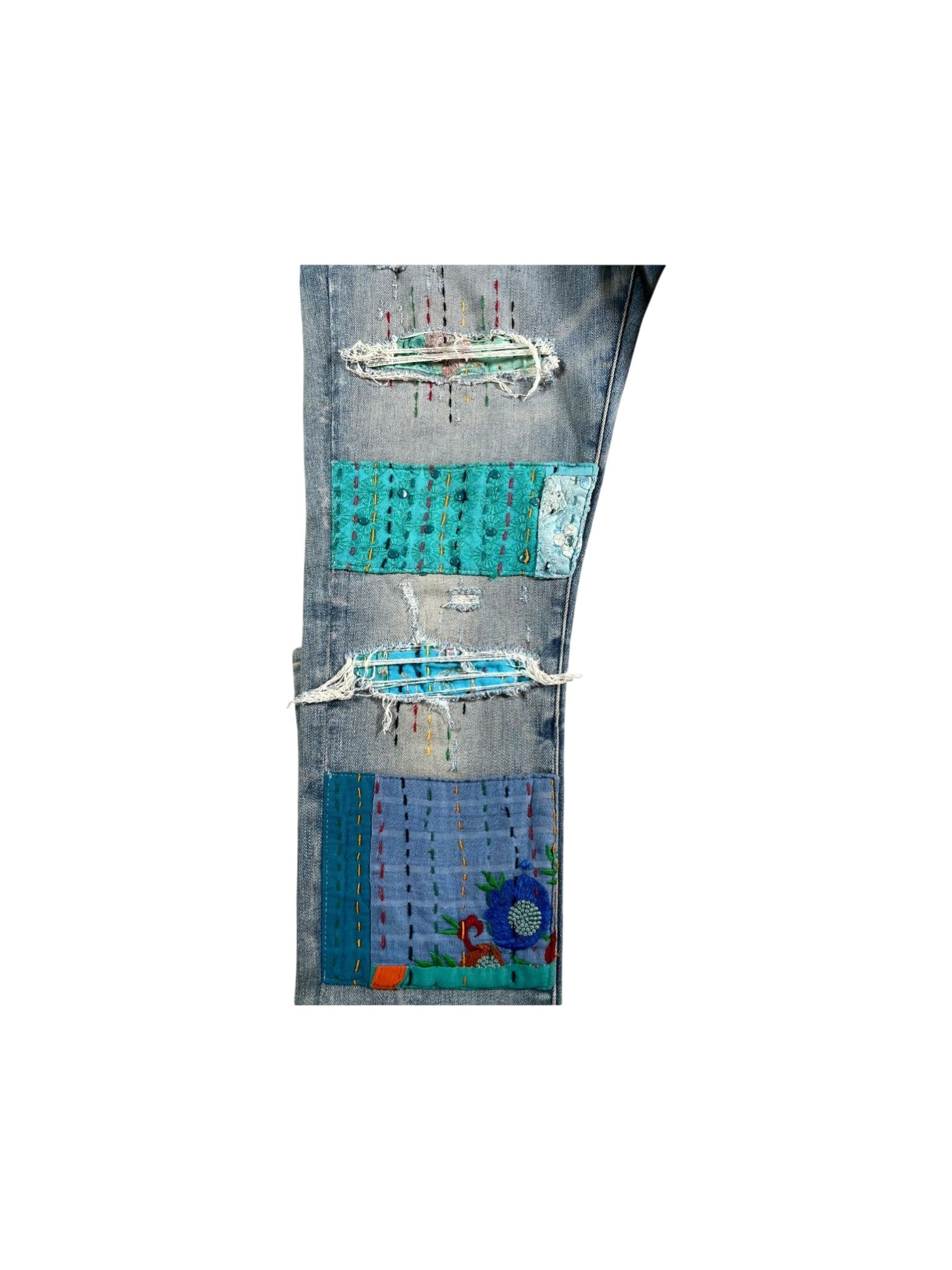 Amiri Quilted Patch Light Wash Jeans
