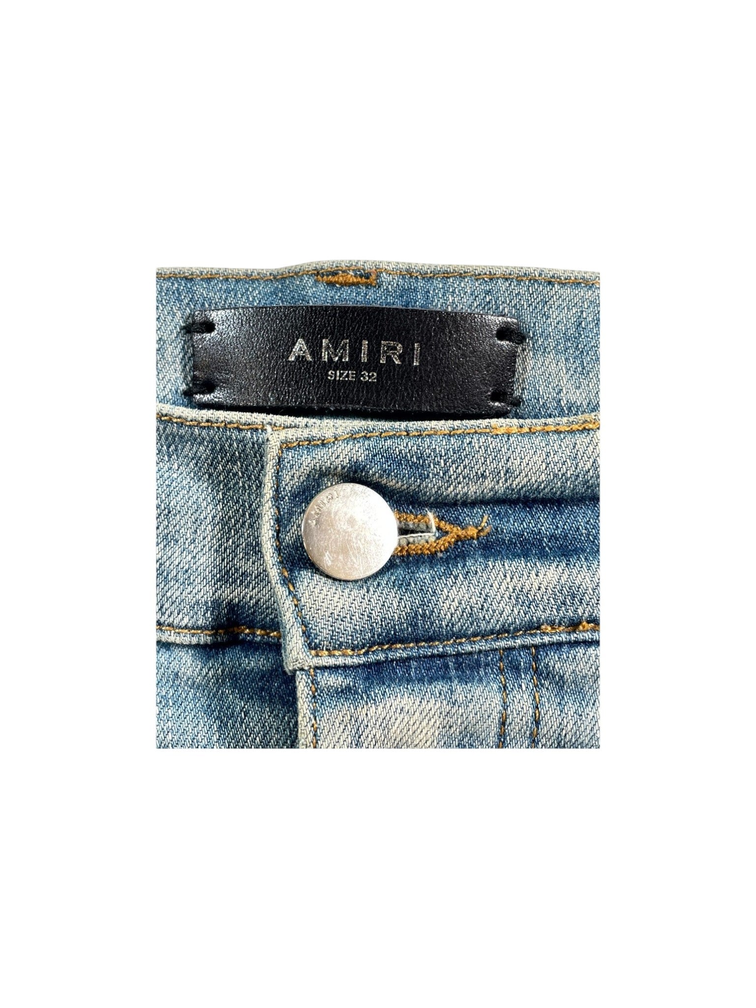 Amiri Quilted Patch Light Wash Jeans