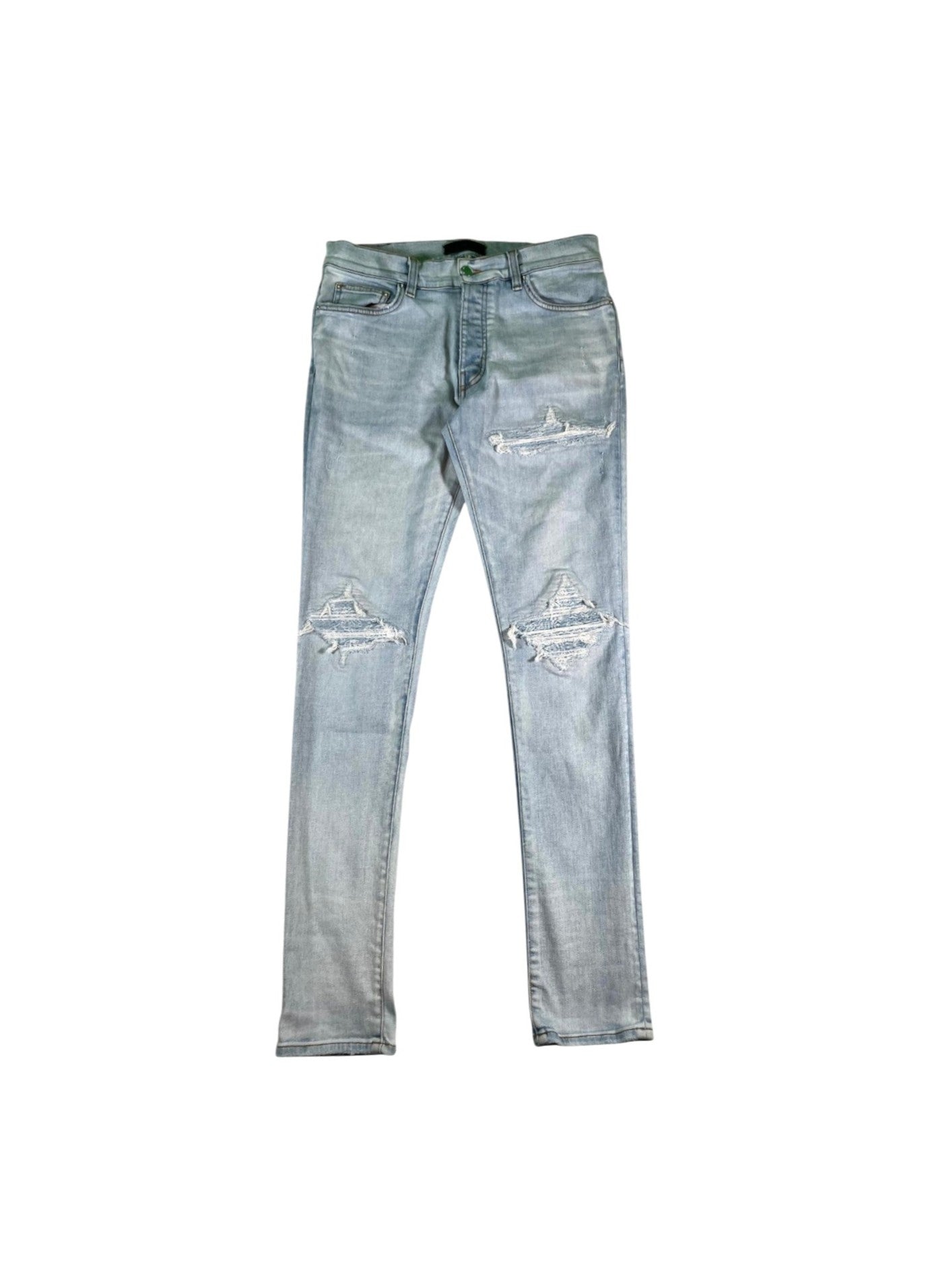 Amiri "MX1 Paisley Patch" Light Wash Jeans