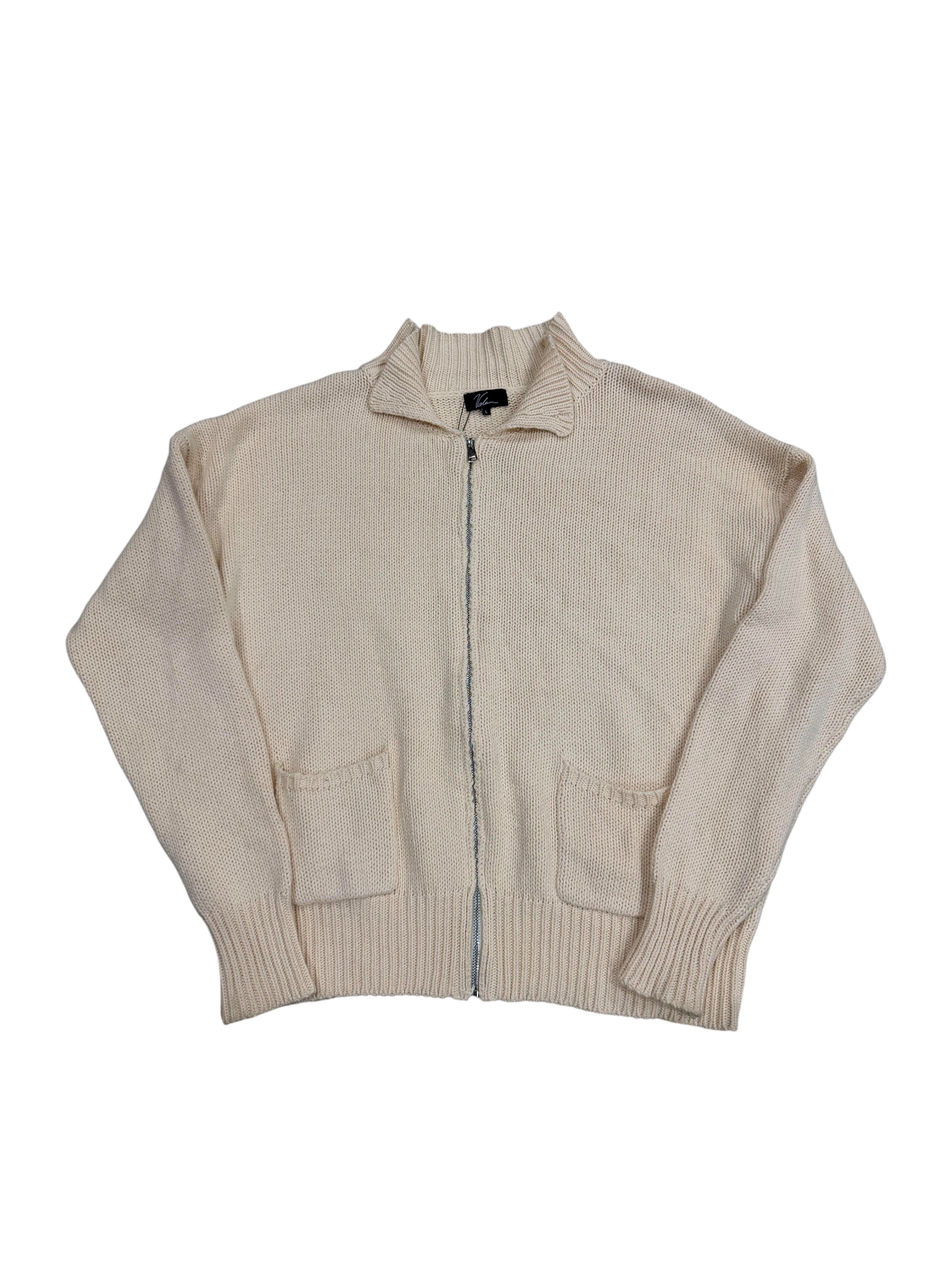 Vale Cream Knit Zip Up Sweater