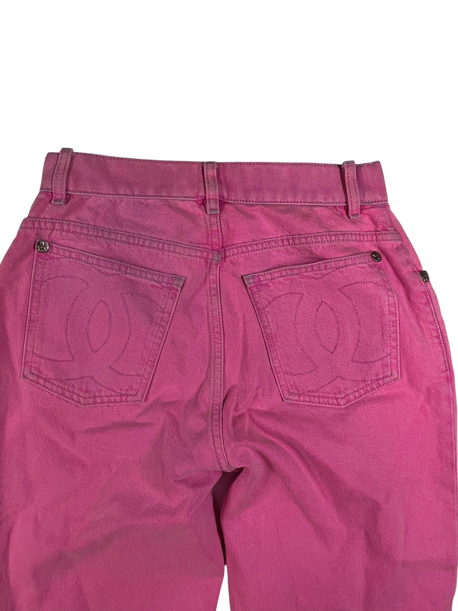 Chanel 'Pocket Stitched Logo' Pink Jeans