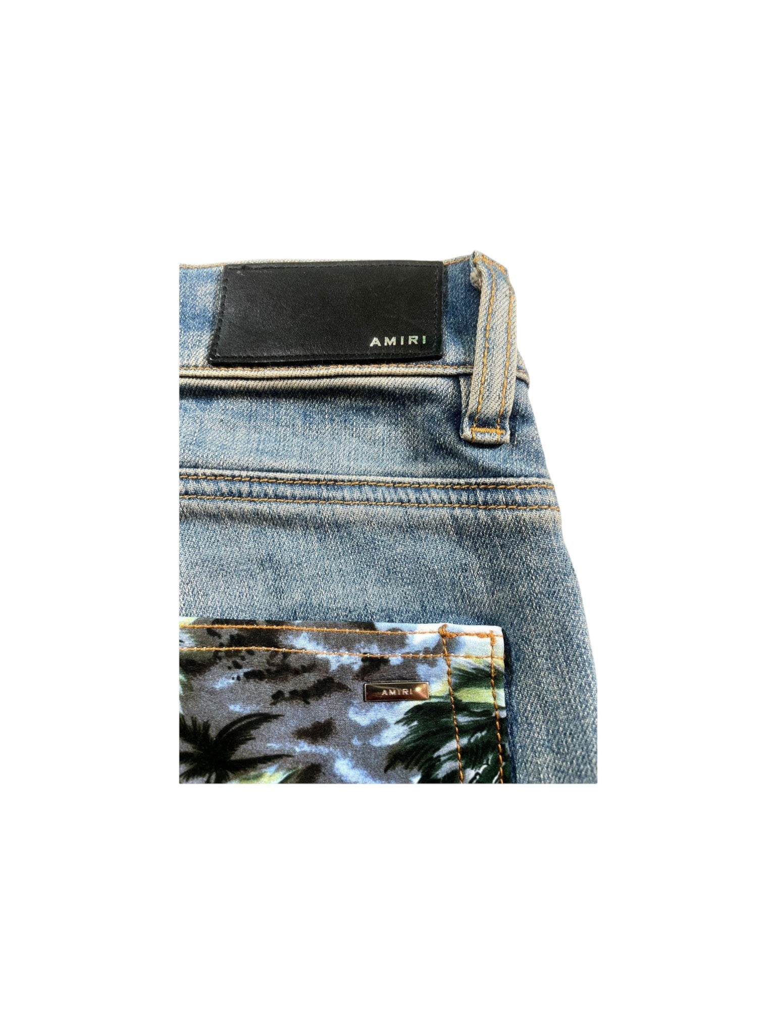 Amiri "Star Hawaii Patchwork" Light Wash Jeans