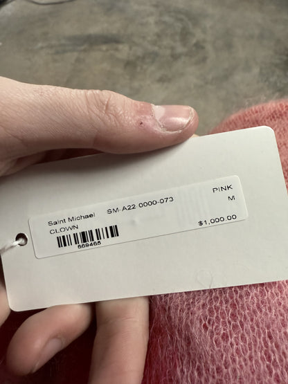 Saint Michael Born n Raised Clown Knit Sweater Pink Medium NWT