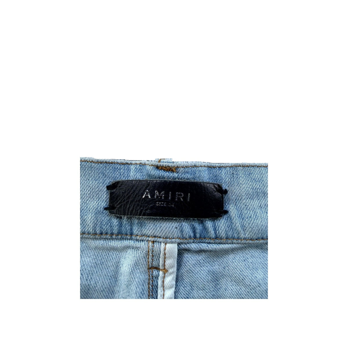 Amiri "MX1" Leather Patch Light Wash & White Jeans