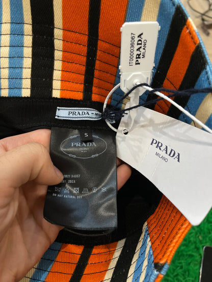 Prada Bucket Hat Orange Multi New Small With Tags