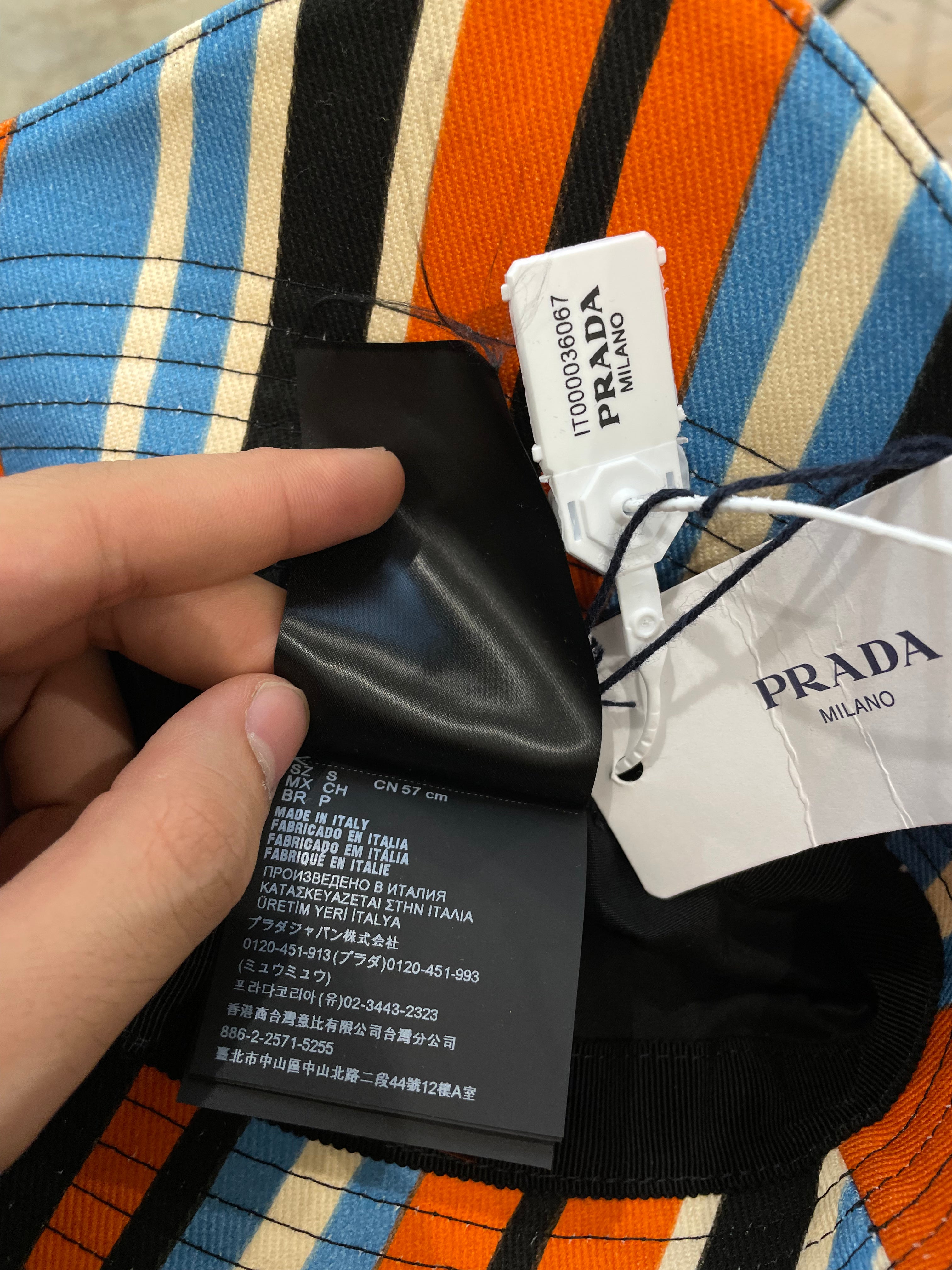 Prada Bucket Hat Orange Multi New Small With Tags