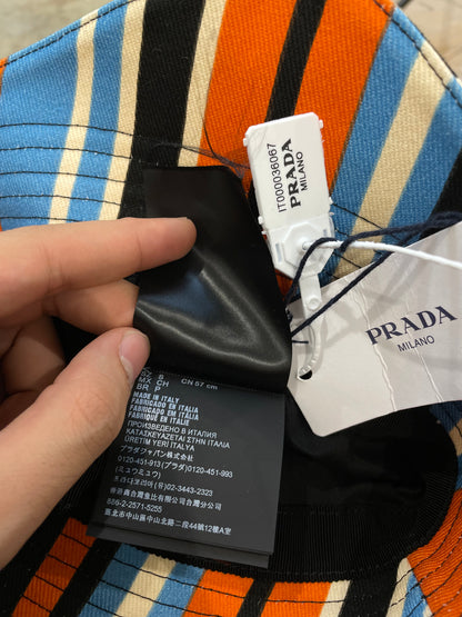 Prada Bucket Hat Orange Multi New Small With Tags