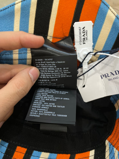 Prada Bucket Hat Orange Multi New Small With Tags