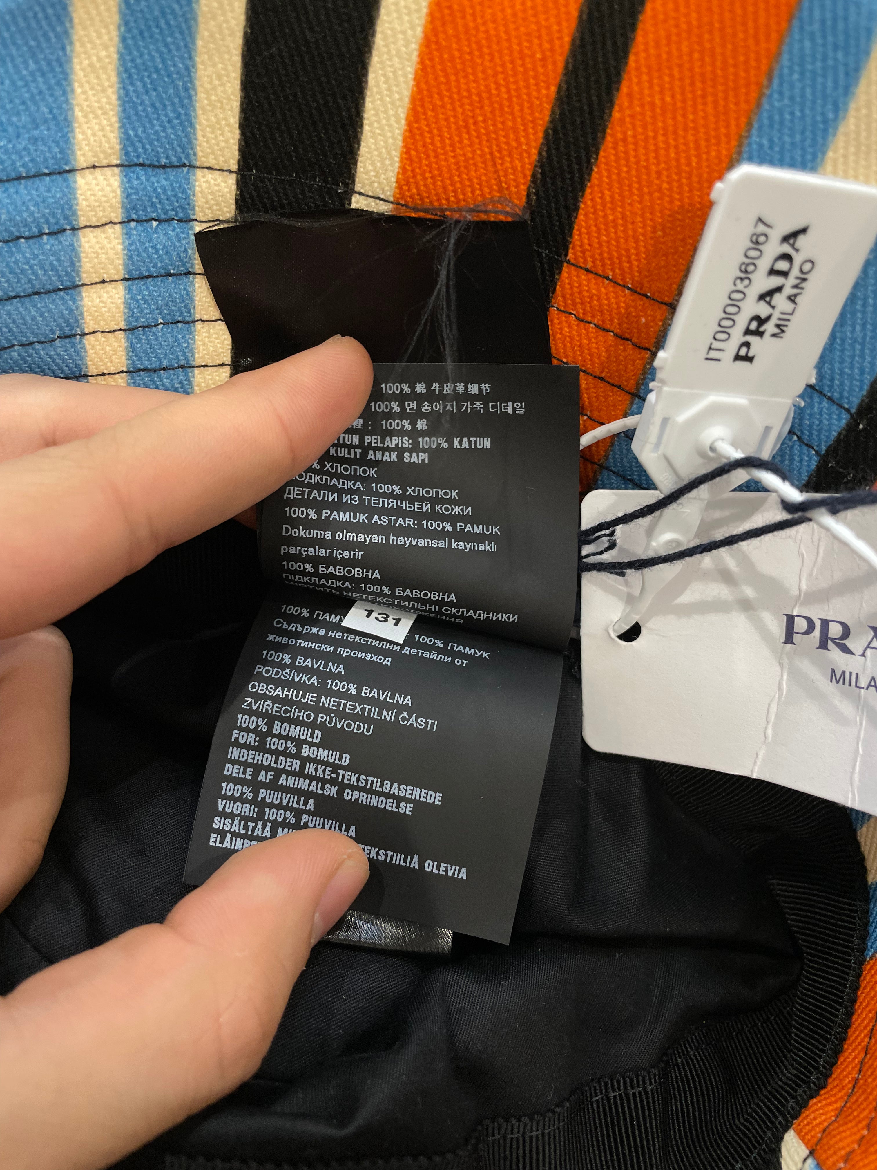 Prada Bucket Hat Orange Multi New Small With Tags