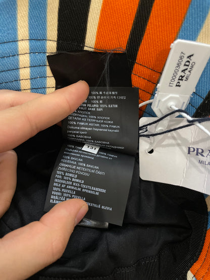 Prada Bucket Hat Orange Multi New Small With Tags