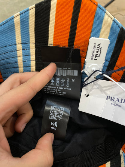 Prada Bucket Hat Orange Multi New Small With Tags