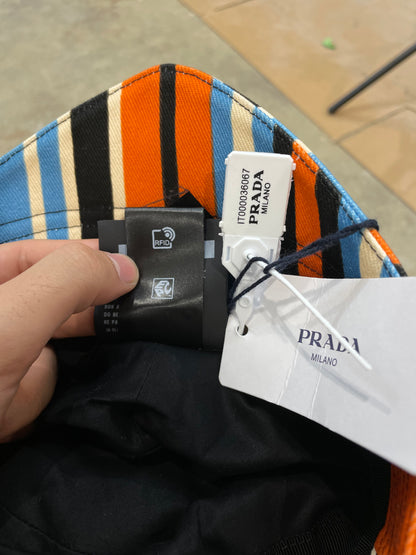 Prada Bucket Hat Orange Multi New Small With Tags