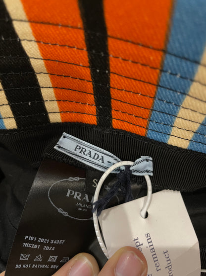 Prada Bucket Hat Orange Multi New Small With Tags